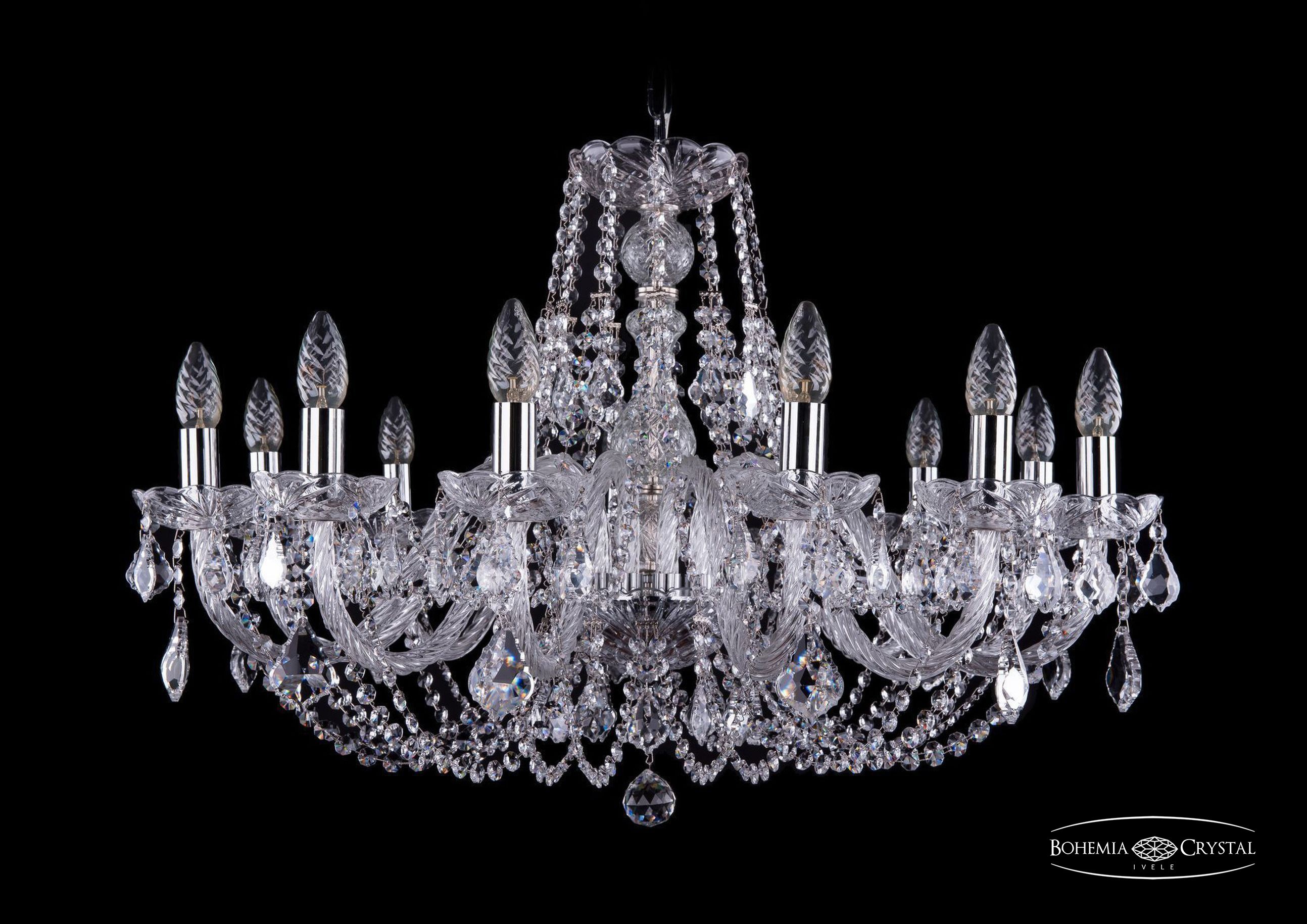 Подвесная хрустальная люстра 1406 Bohemia 1406/12/300 Ni Leafs