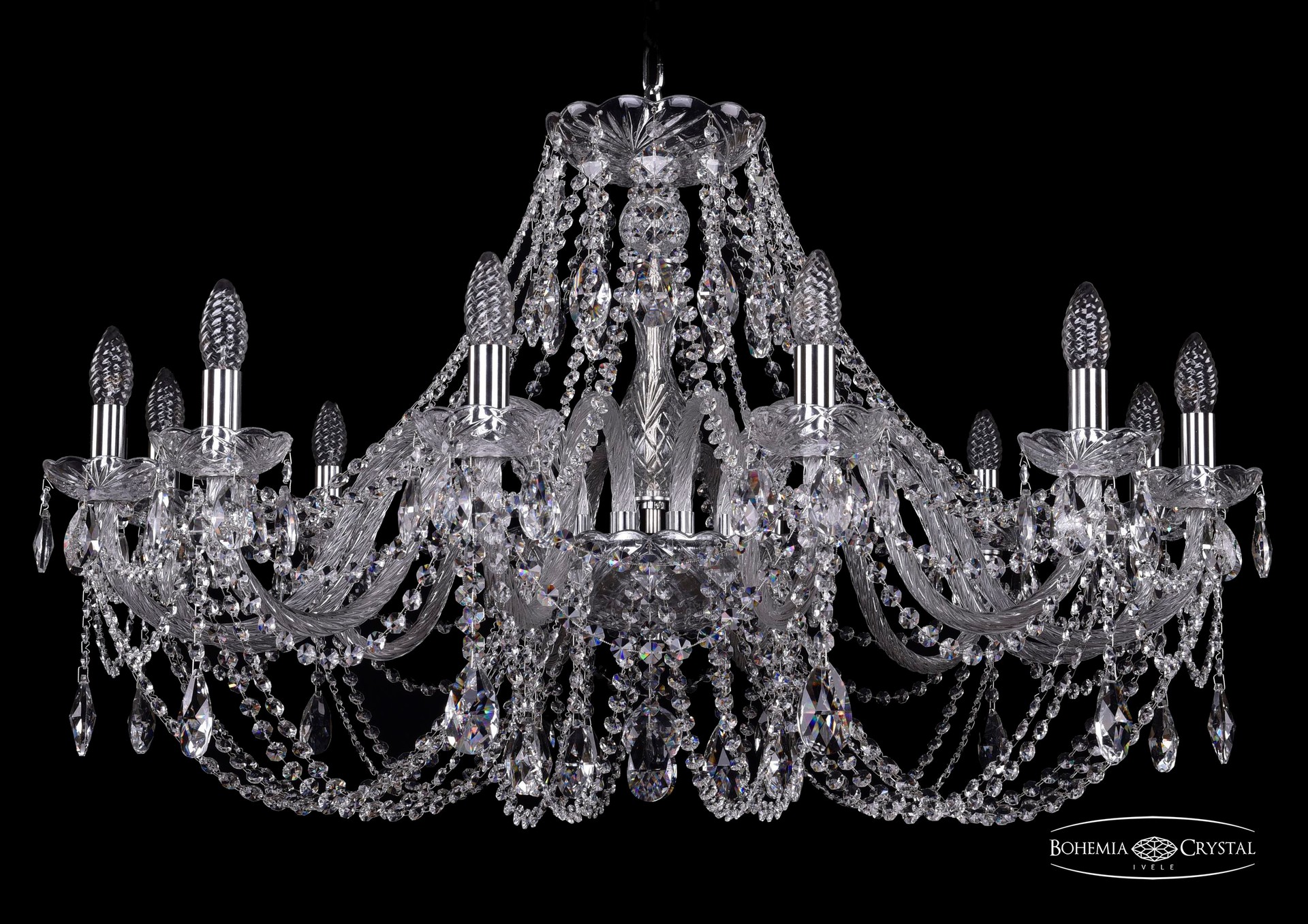Подвесная хрустальная люстра 1406 Bohemia 1406/12/360 Ni