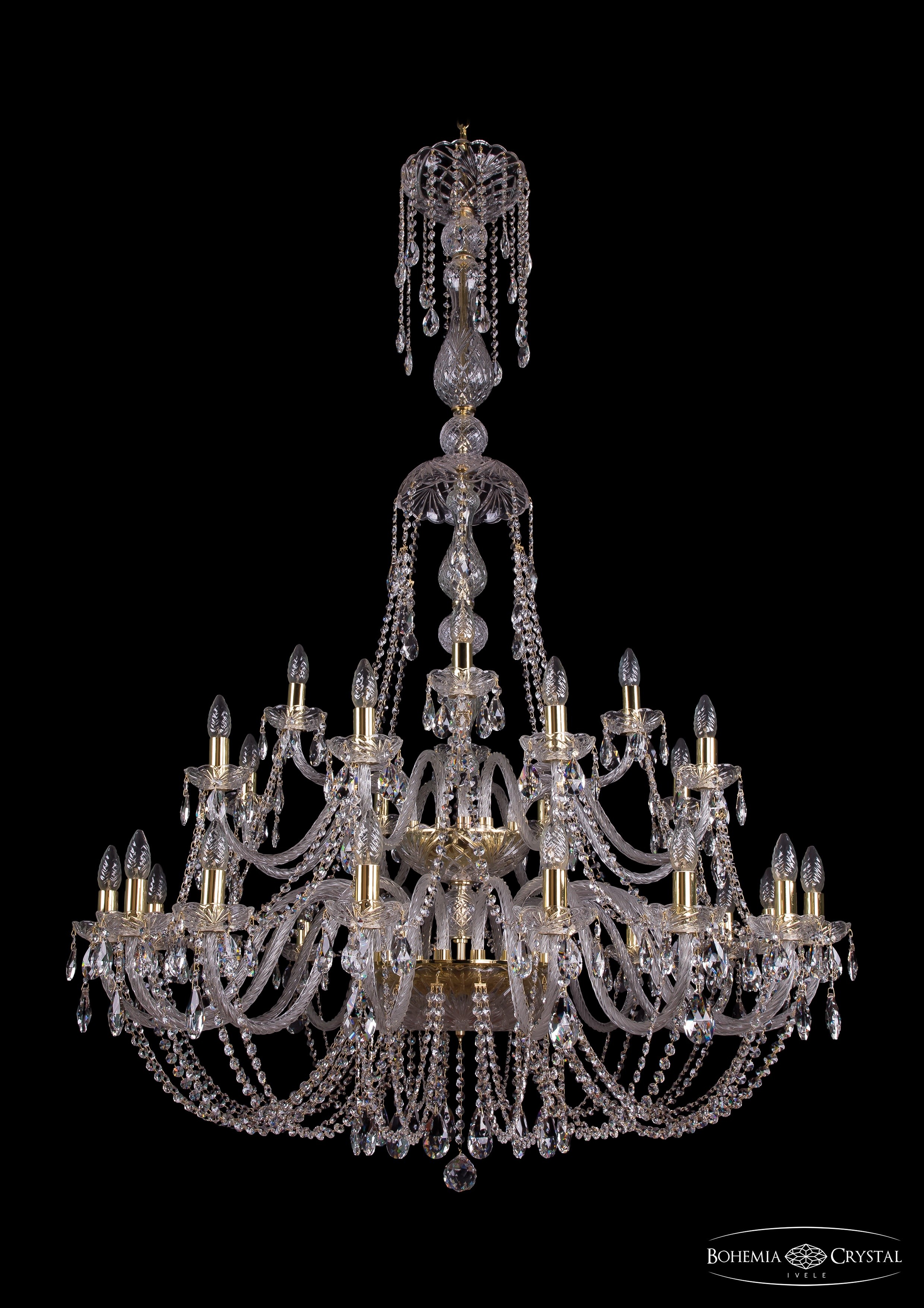 Подвесная хрустальная люстра 1406 Bohemia 1406/16+8+4/400/XL-160/2d G