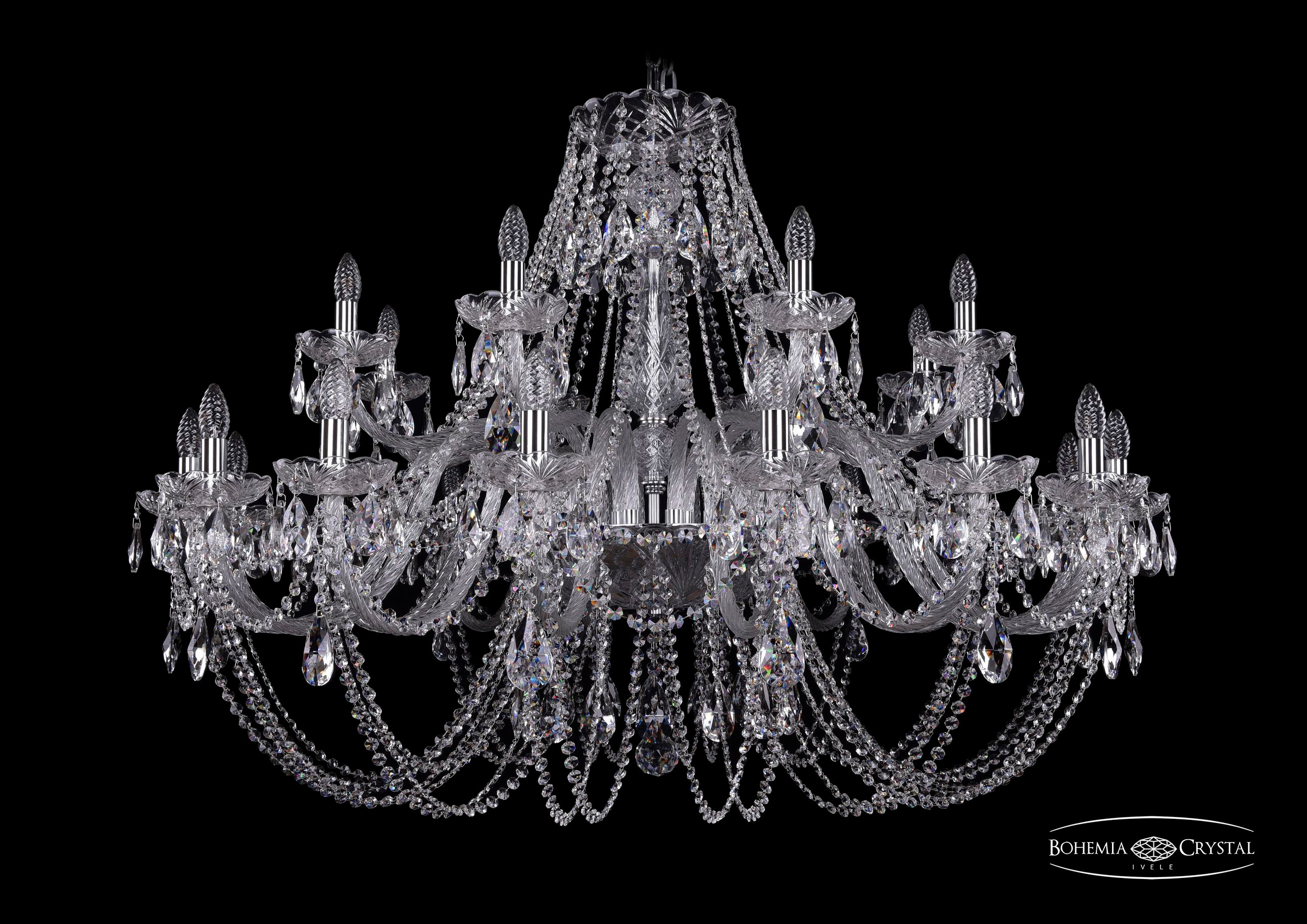Подвесная хрустальная люстра 1406 Bohemia 1406/16+8/460 Ni