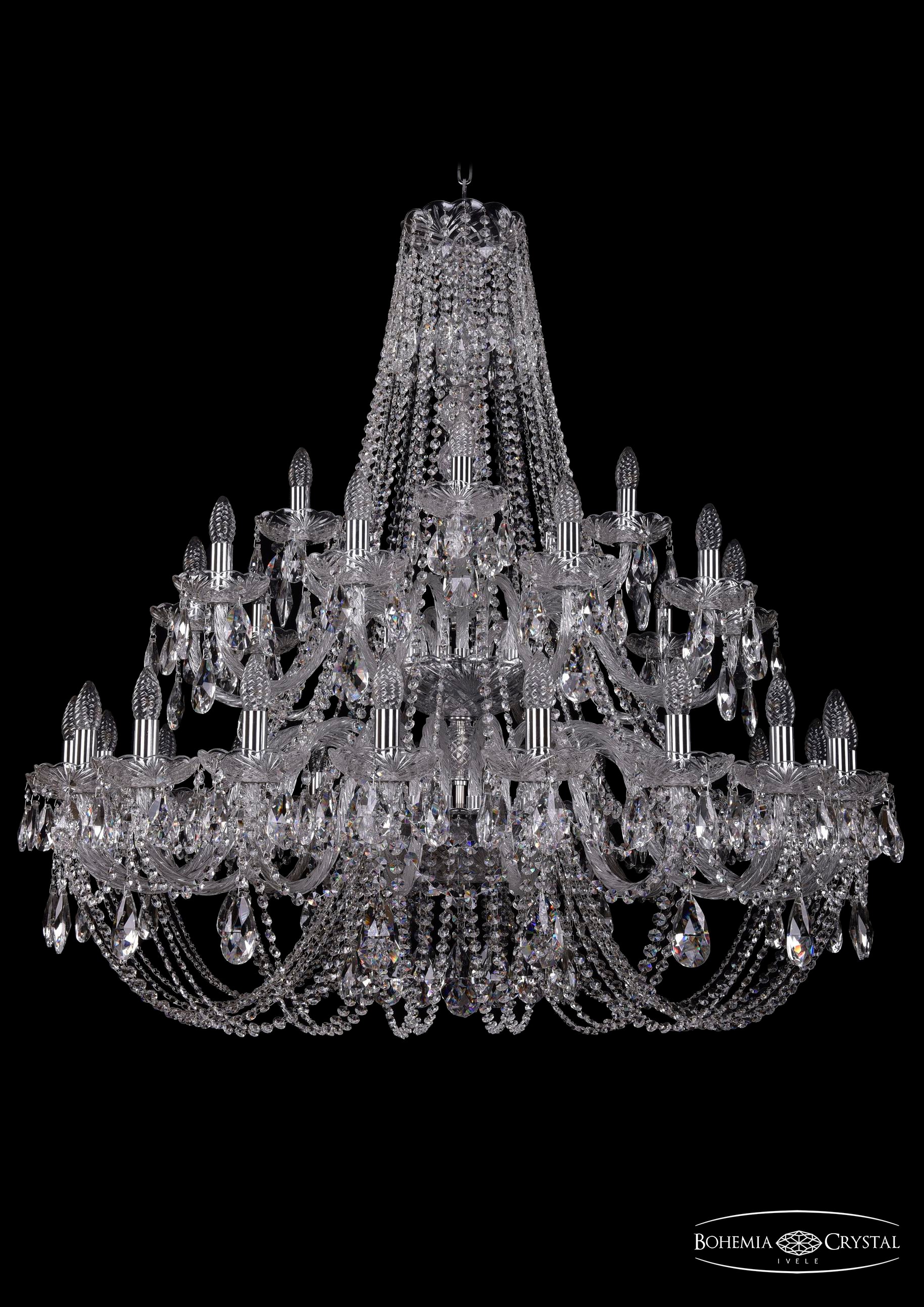 Подвесная хрустальная люстра 1406 Bohemia 1406/20+10+5/400/2d Ni