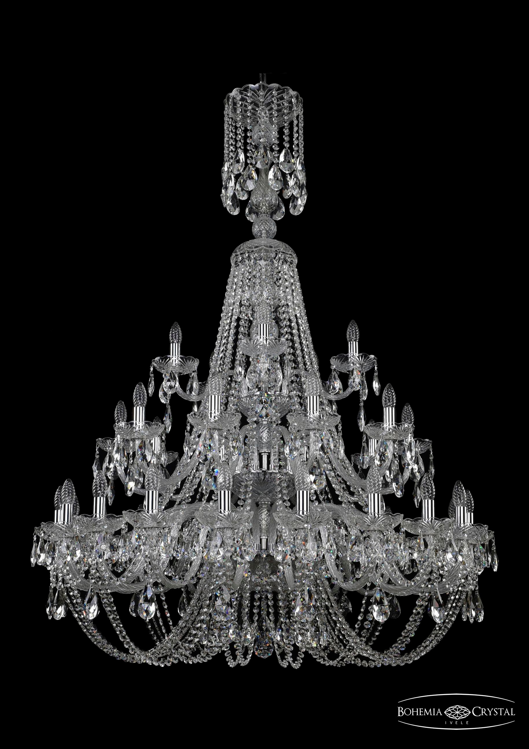 Подвесная хрустальная люстра 1406 Bohemia 1406/20+10+5/400/XL-157/3d Ni