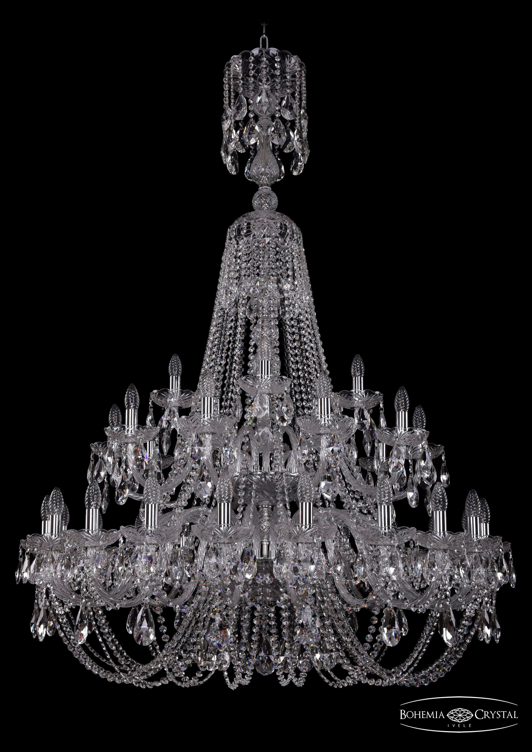 Подвесная хрустальная люстра 1406 Bohemia 1406/20+10+5/400/XL-160/2d Ni