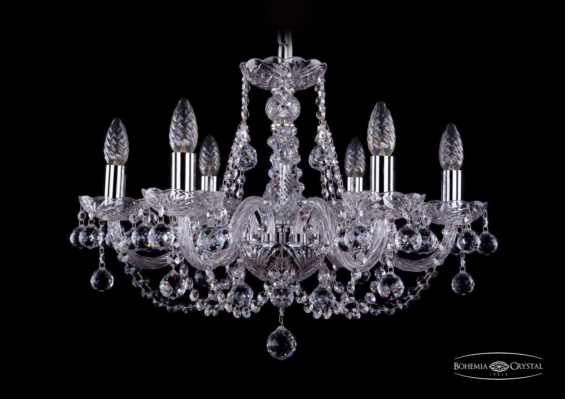 Подвесная хрустальная люстра 1406 Bohemia 1406/6/195 Ni Balls