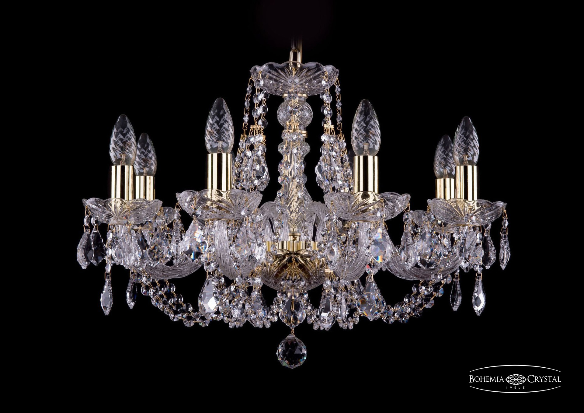 Подвесная хрустальная люстра 1406 Bohemia 1406/8/195 G Leafs