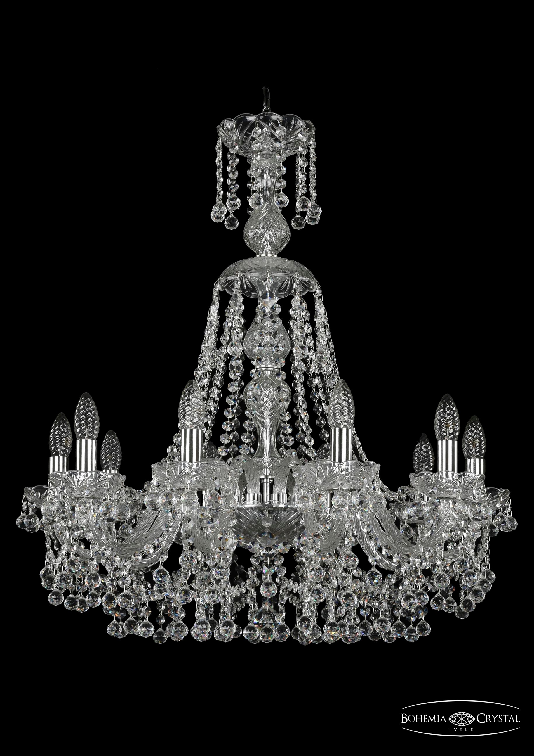 Подвесная хрустальная люстра 1409 Bohemia 1409/10/240/XL-75 Ni