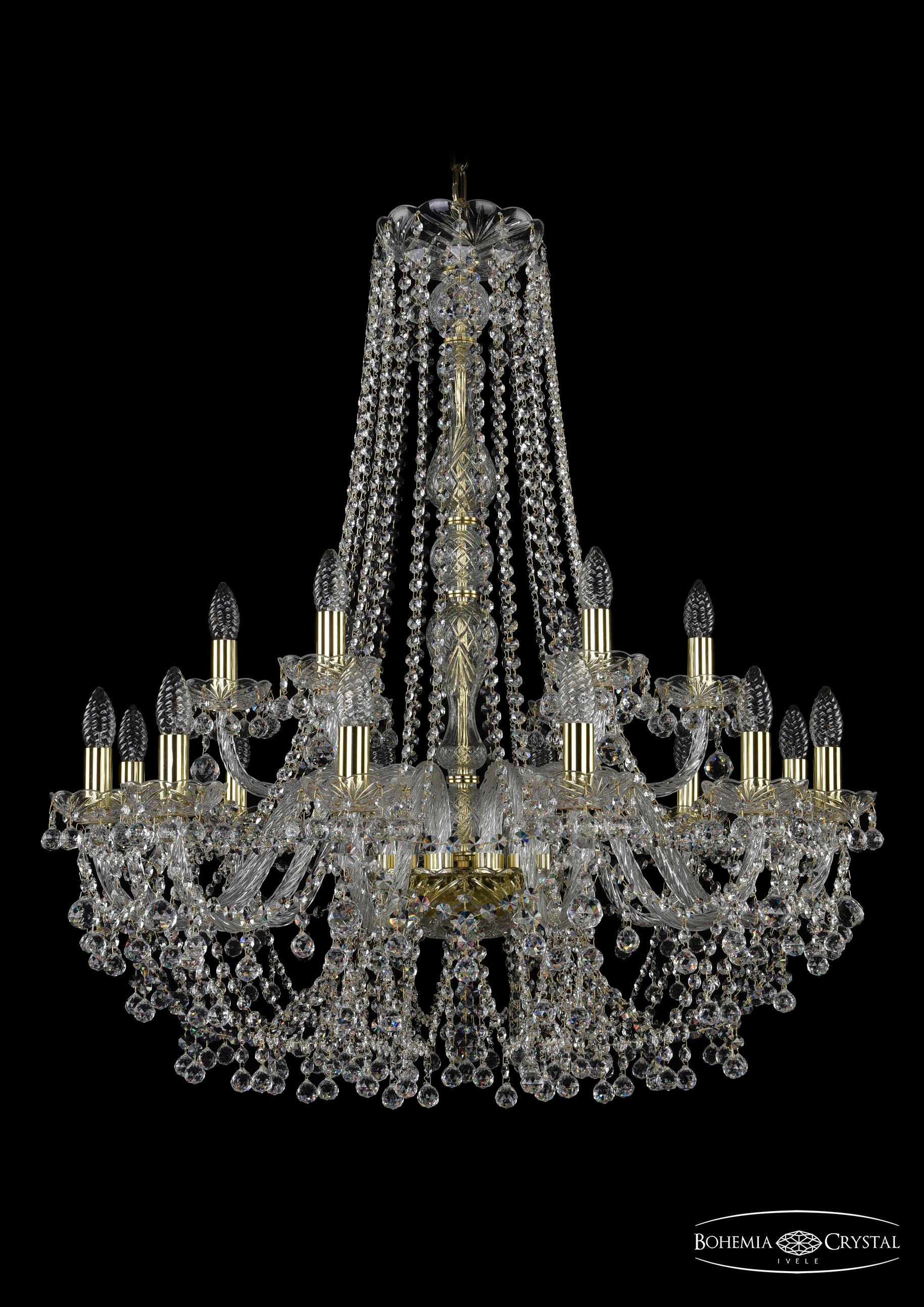 Подвесная хрустальная люстра 1409 Bohemia 1409/12+6/300/h-95 G