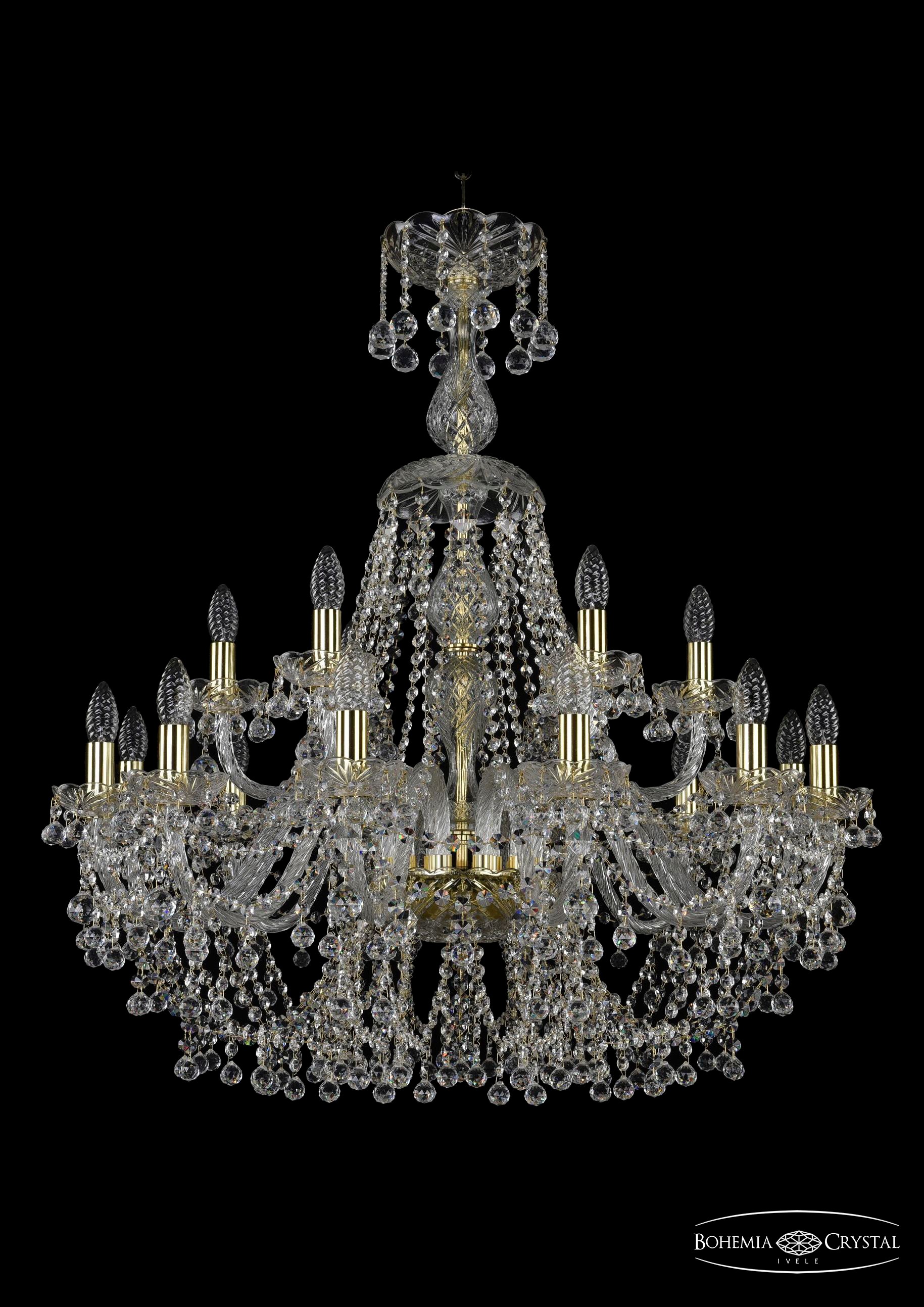 Подвесная хрустальная люстра 1409 Bohemia 1409/12+6/300/XL-95 G
