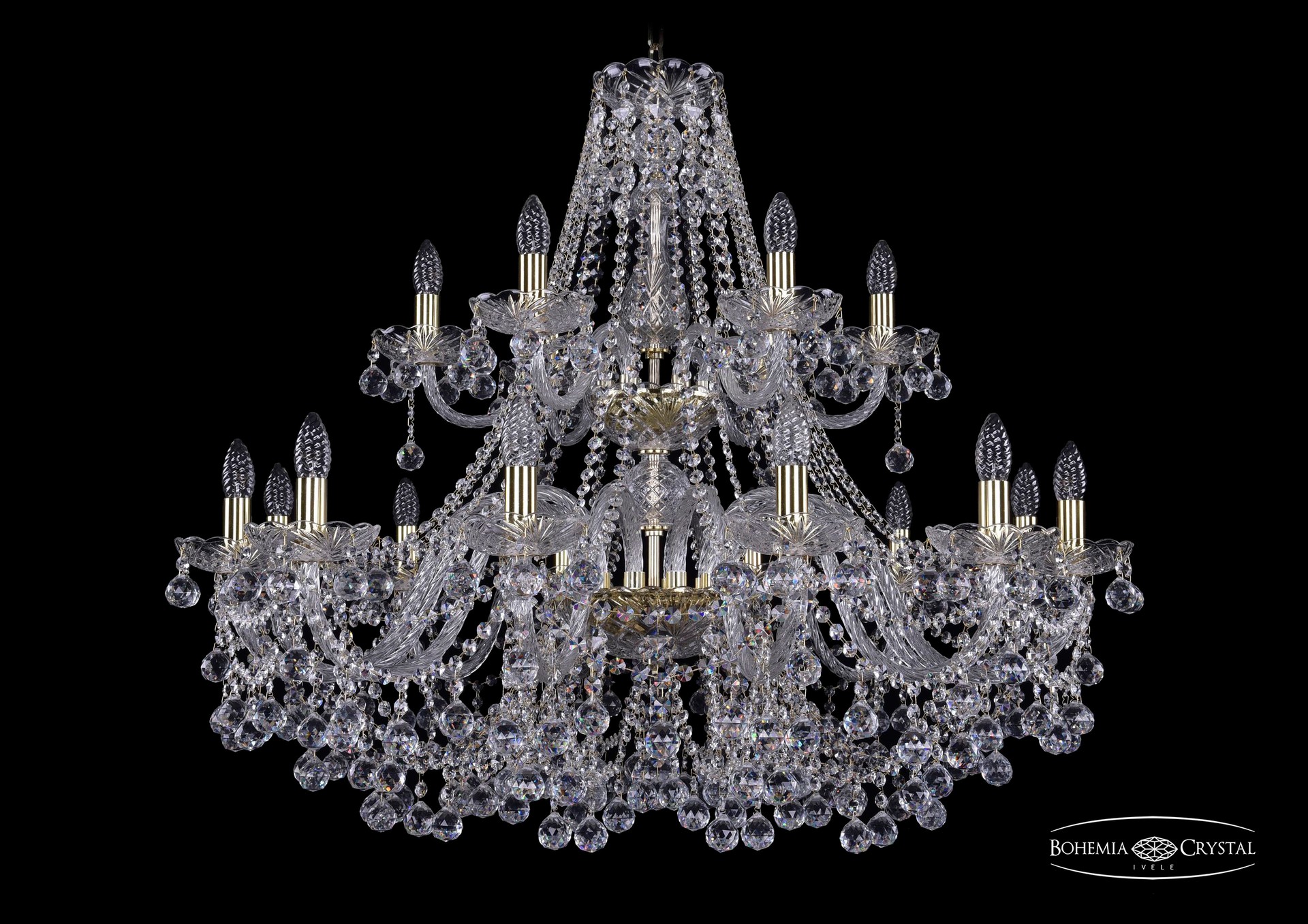 Подвесная хрустальная люстра 1409 Bohemia 1409/12+6/360/2d G