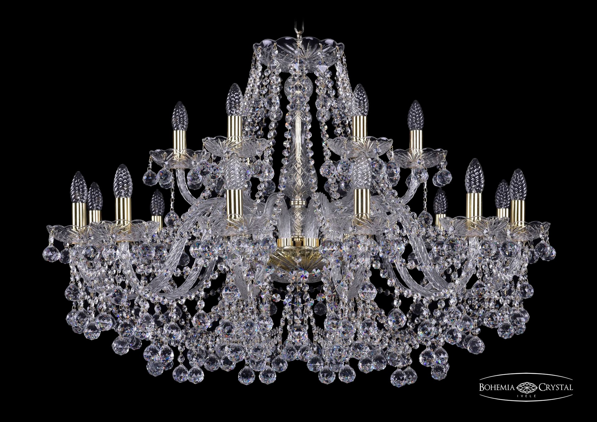 Подвесная хрустальная люстра 1409 Bohemia 1409/12+6/360 G