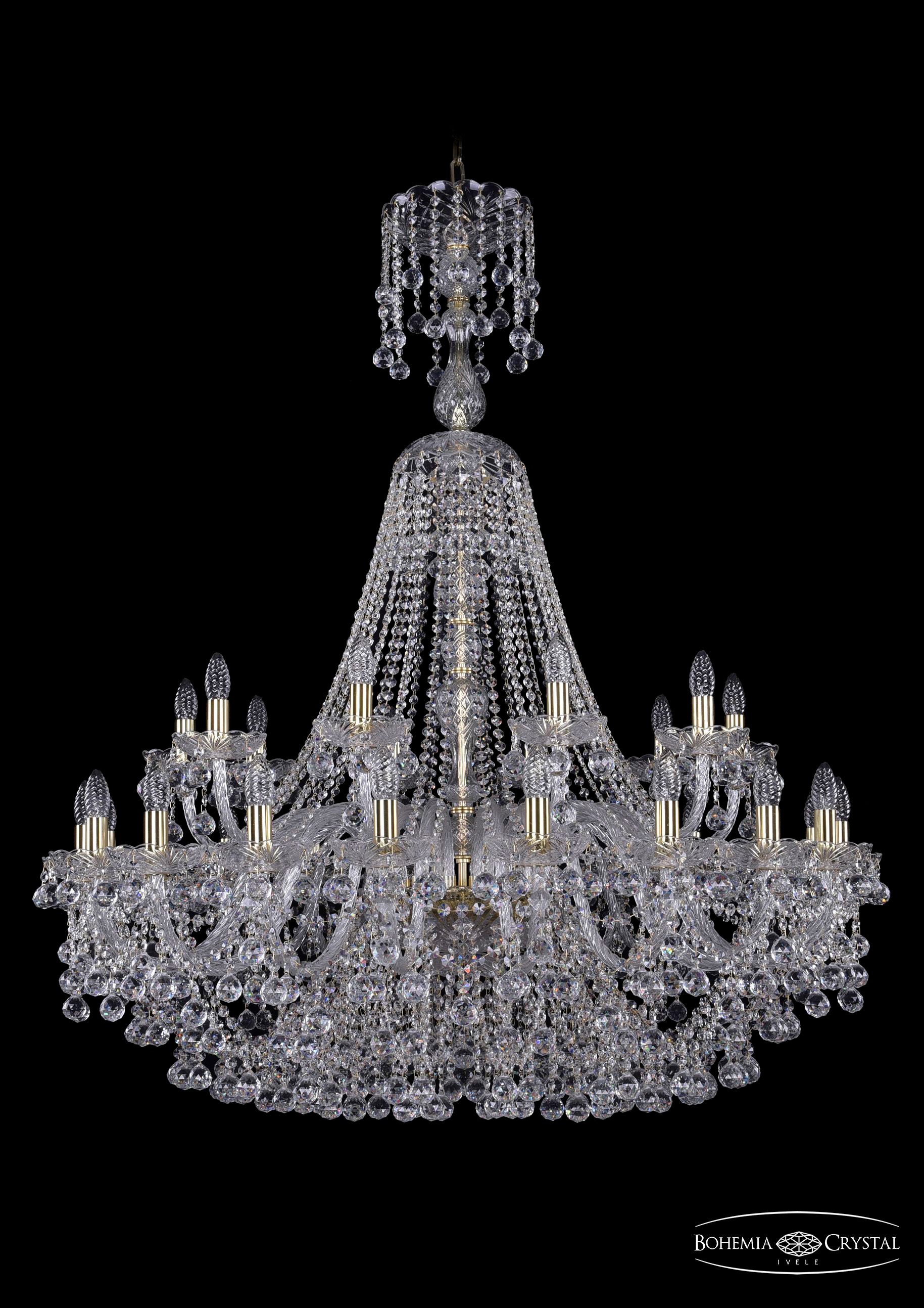 Подвесная хрустальная люстра 1409 Bohemia 1409/20+10/400/XL-132 G