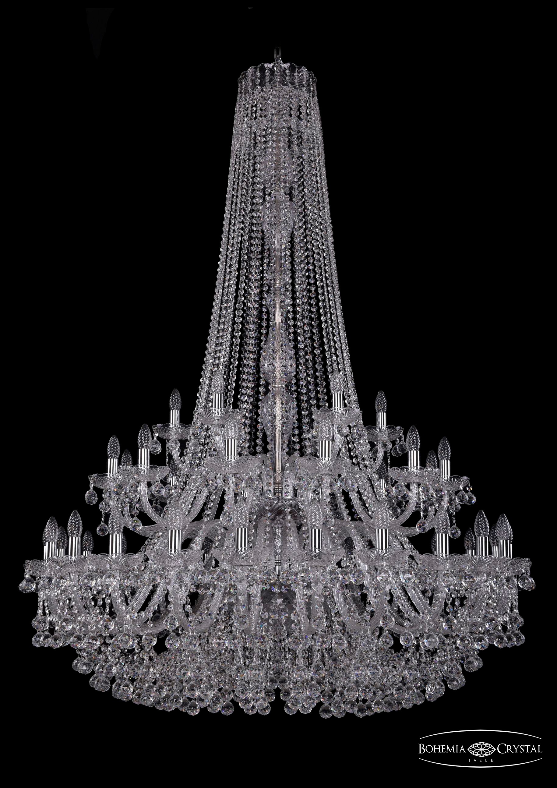 Подвесная хрустальная люстра 1409 Bohemia 1409/24+12+6/460/h-174/2d Ni