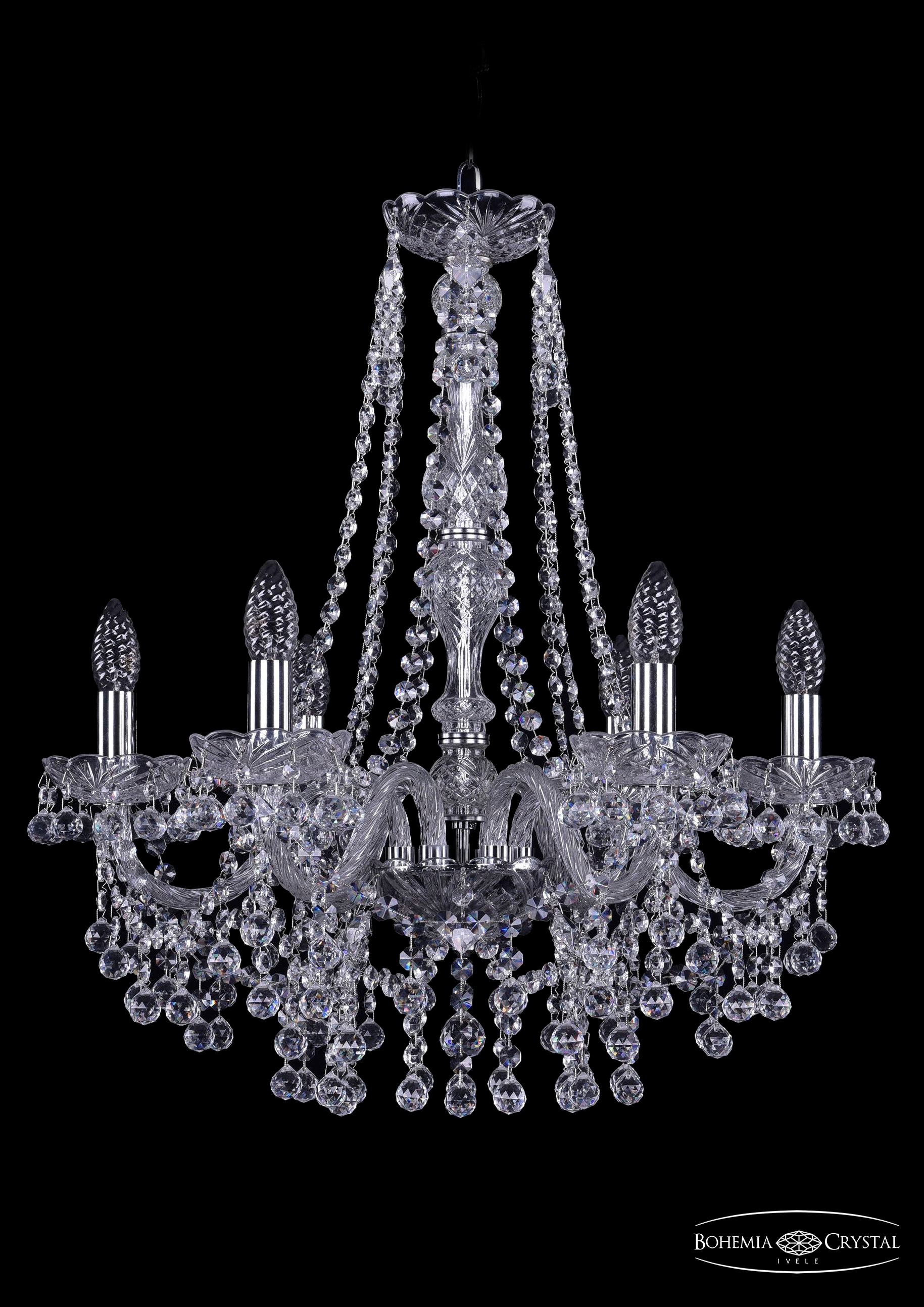 Подвесная хрустальная люстра 1409 Bohemia 1409/6/195/h-63 Ni