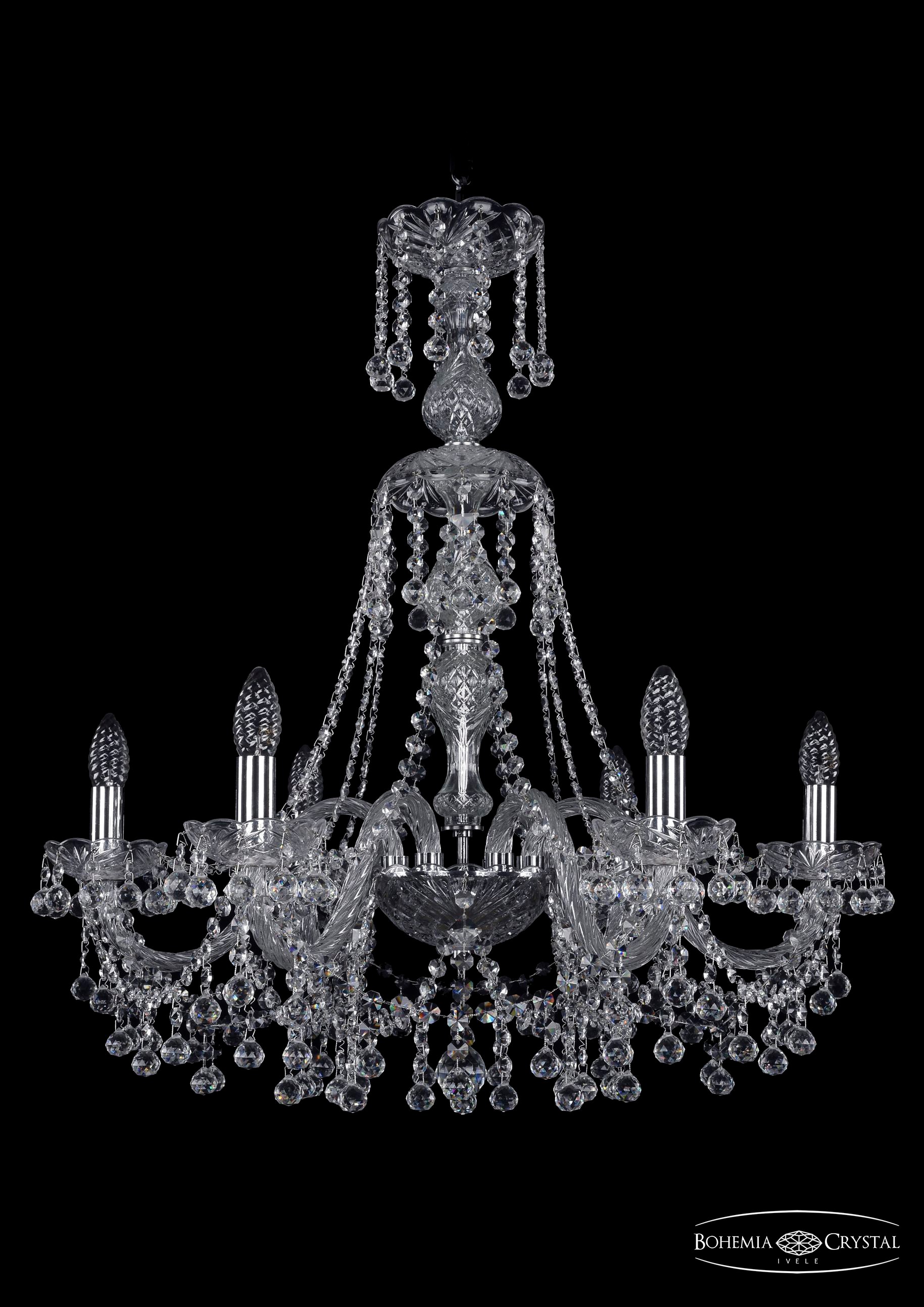 Подвесная хрустальная люстра 1409 Bohemia 1409/6/240/XL-75 Ni