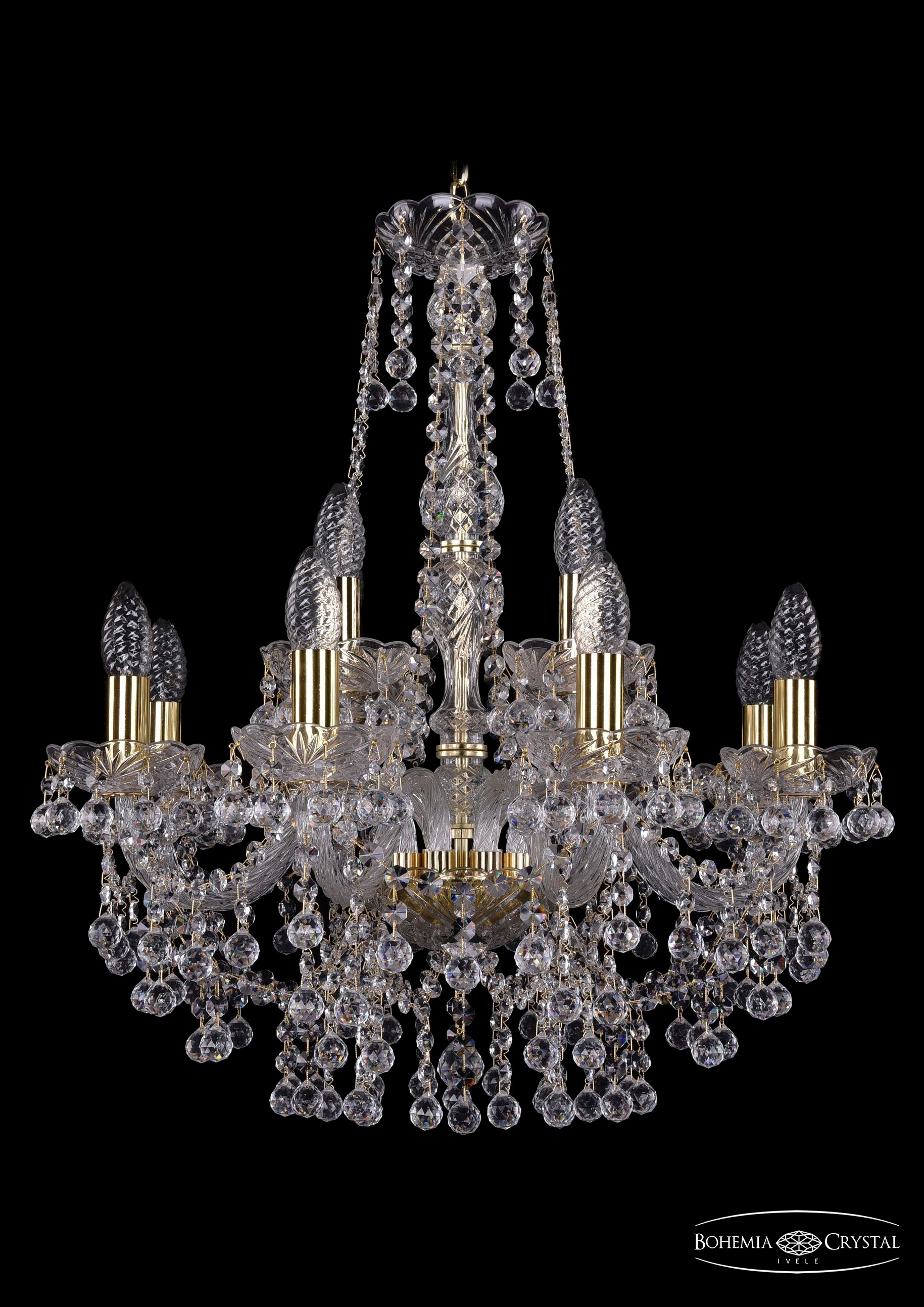 Подвесная хрустальная люстра 1409 Bohemia 1409/8+4/195/h-62 G