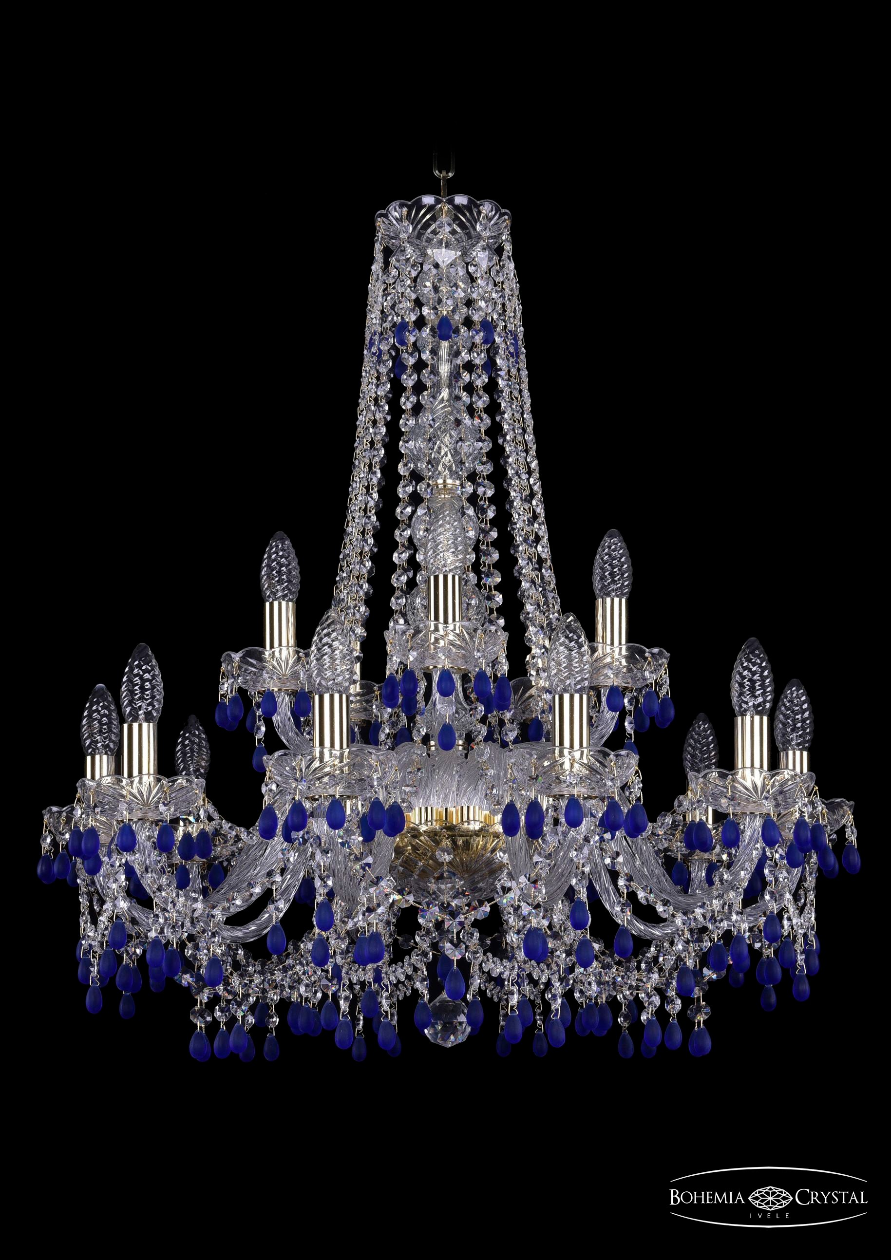 Подвесная хрустальная люстра 1410 Bohemia 1410/10+5/240/h-75 G V3001