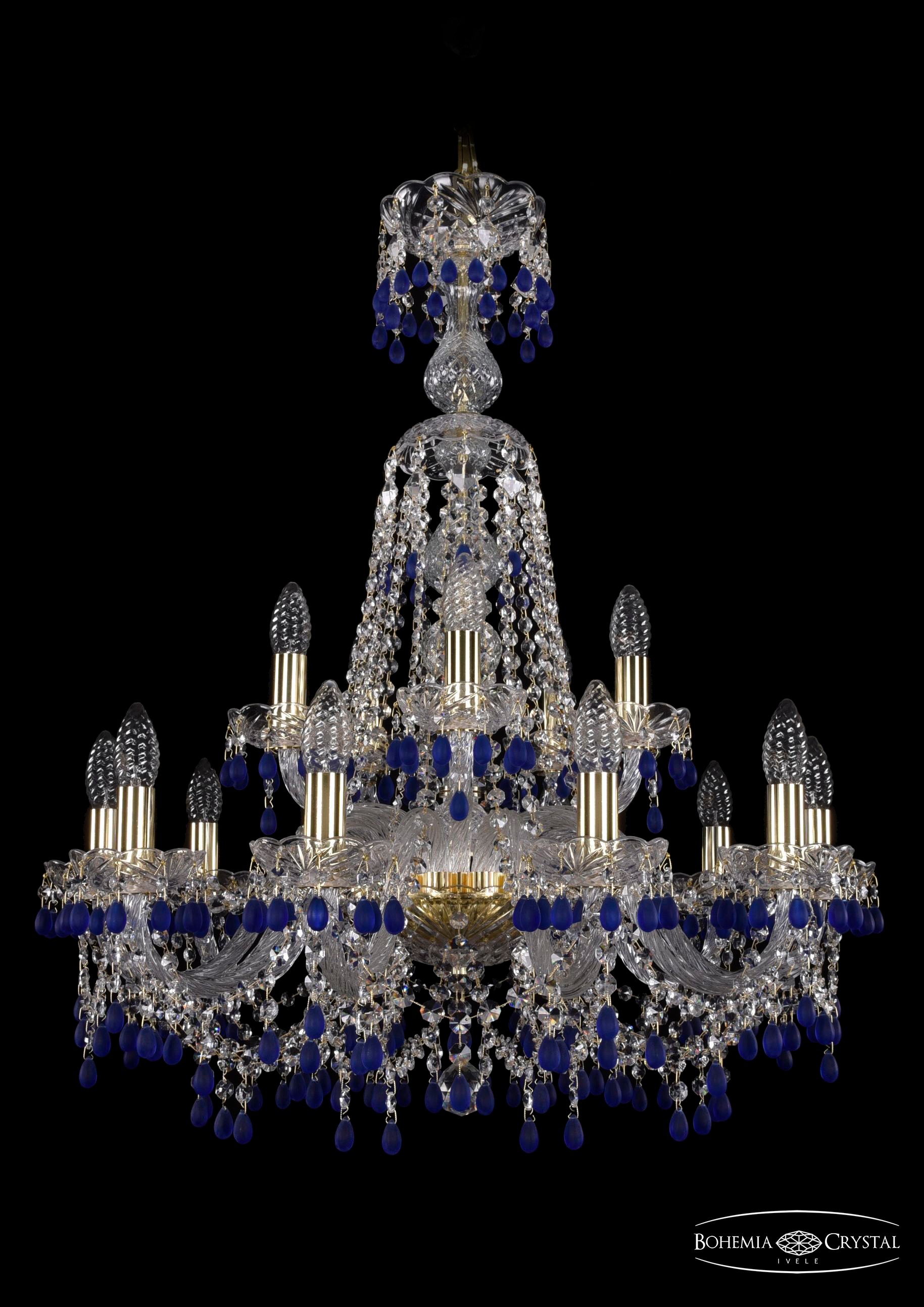 Подвесная хрустальная люстра 1410 Bohemia 1410/10+5/240/XL-80 G V3001