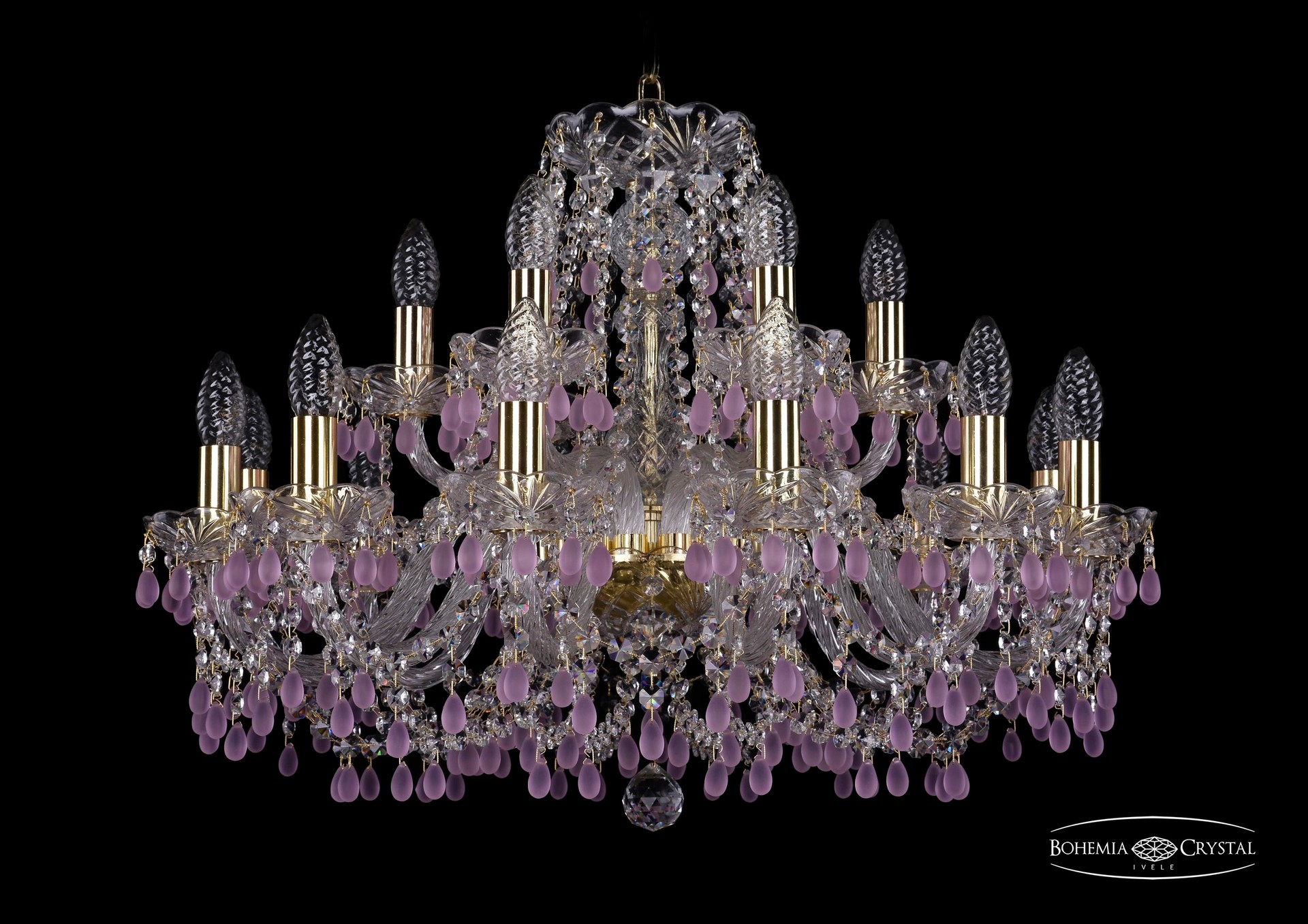Подвесная хрустальная люстра 1410 Bohemia 1410/12+6/240 G V7010
