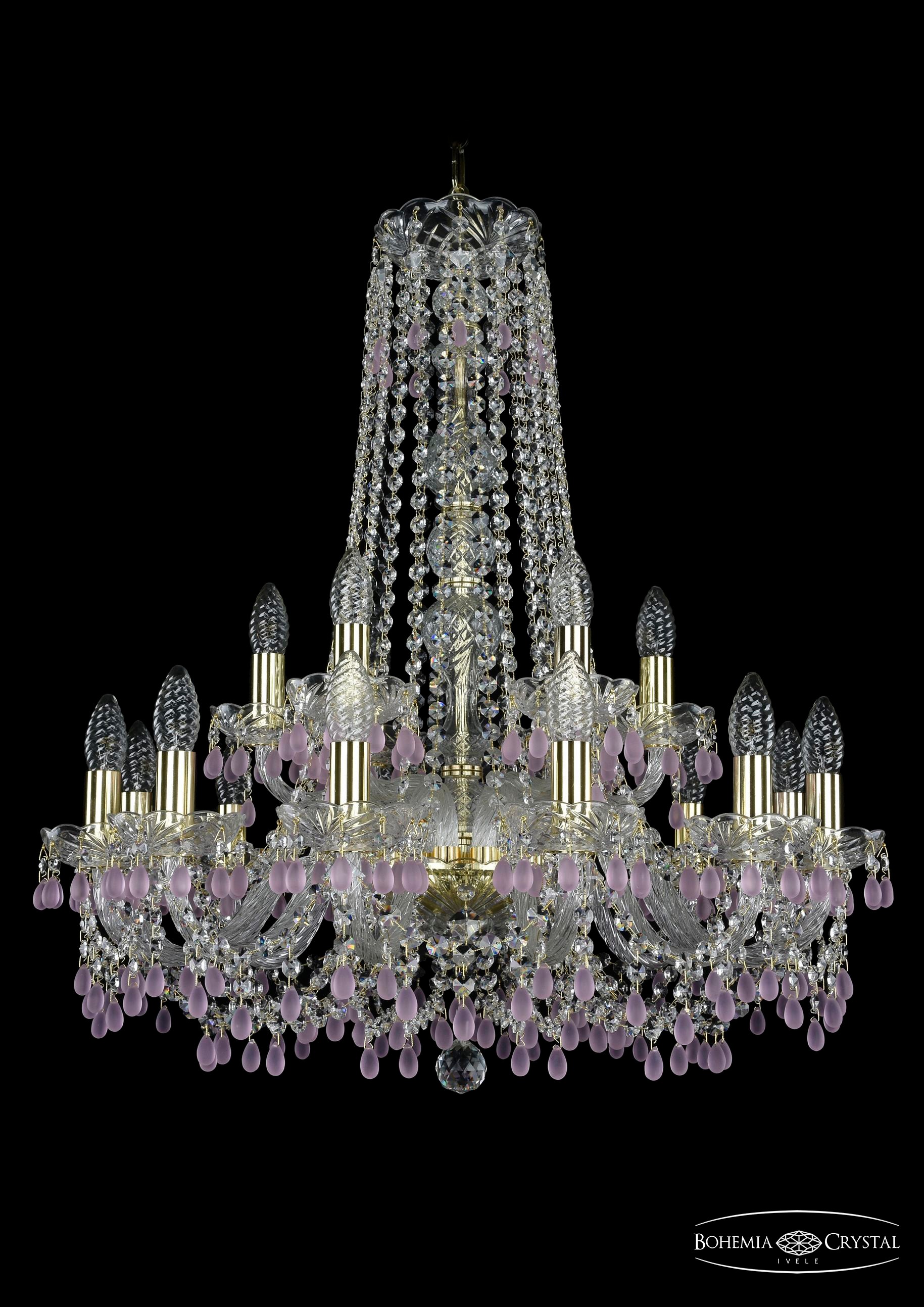 Подвесная хрустальная люстра 1410 Bohemia 1410/12+6/240/h-74 G V7010