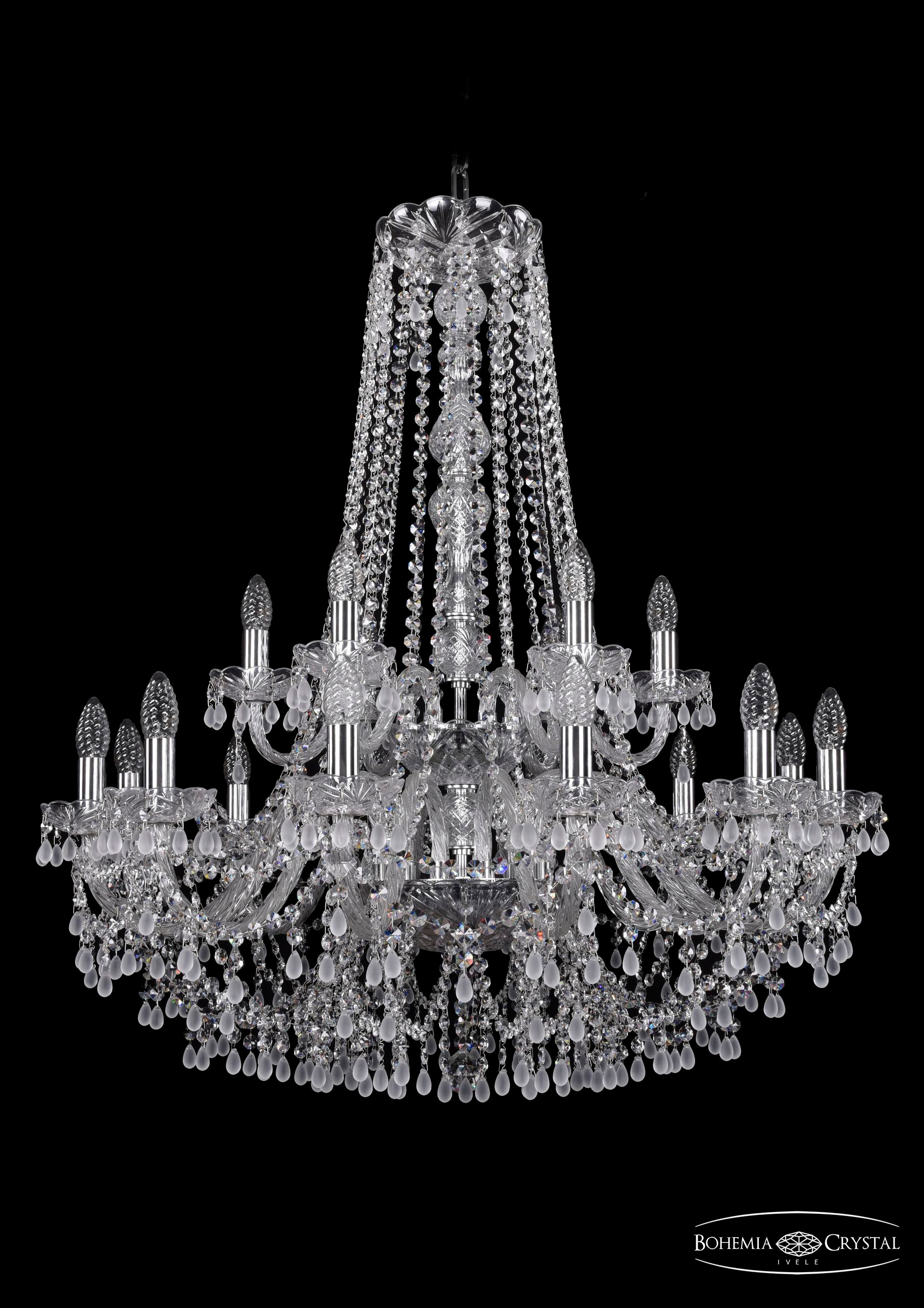 Подвесная хрустальная люстра 1410 Bohemia 1410/12+6/300/h-95/2d Ni V0300
