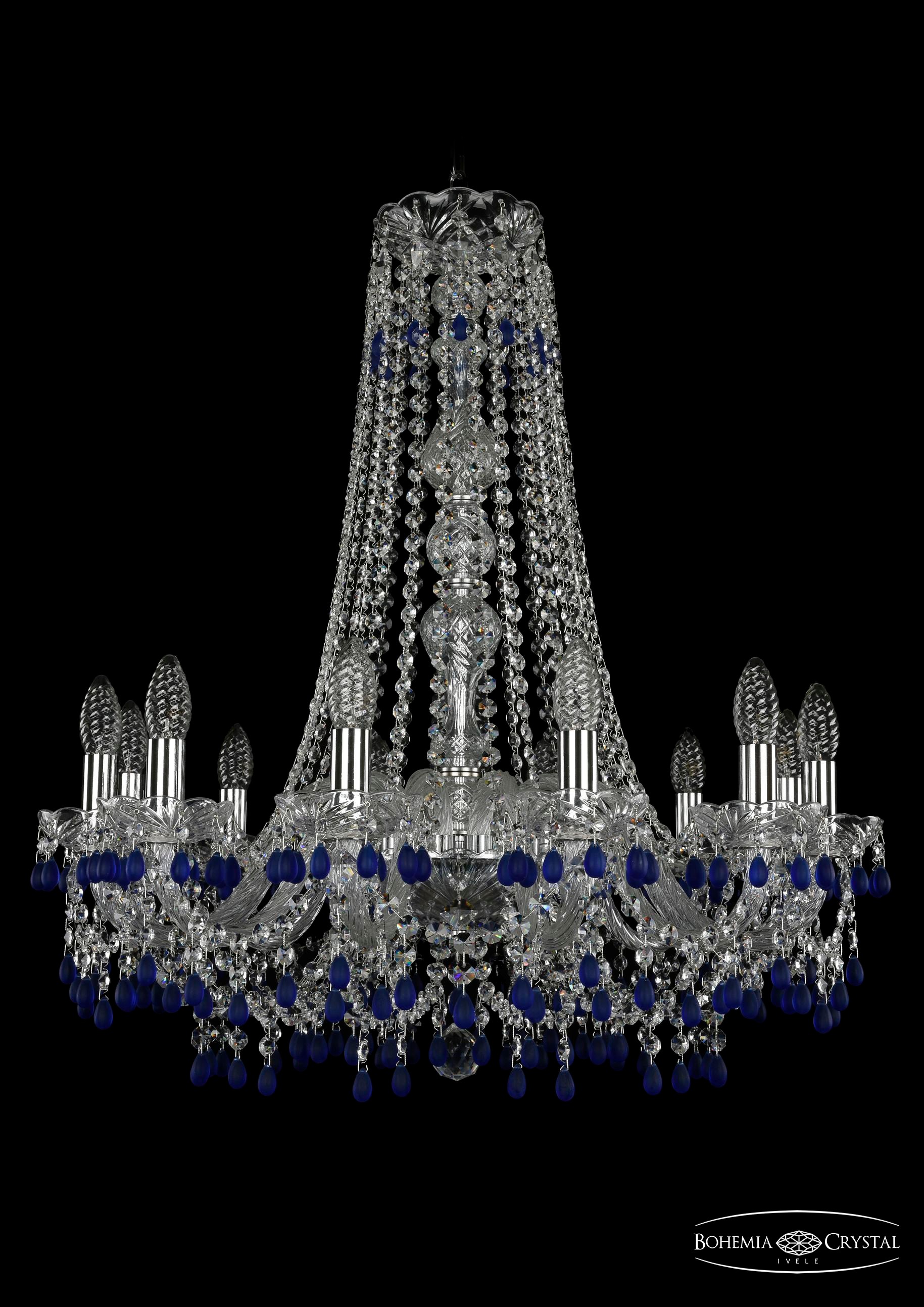 Подвесная хрустальная люстра 1410 Bohemia 1410/12/240/h-74 Ni V3001