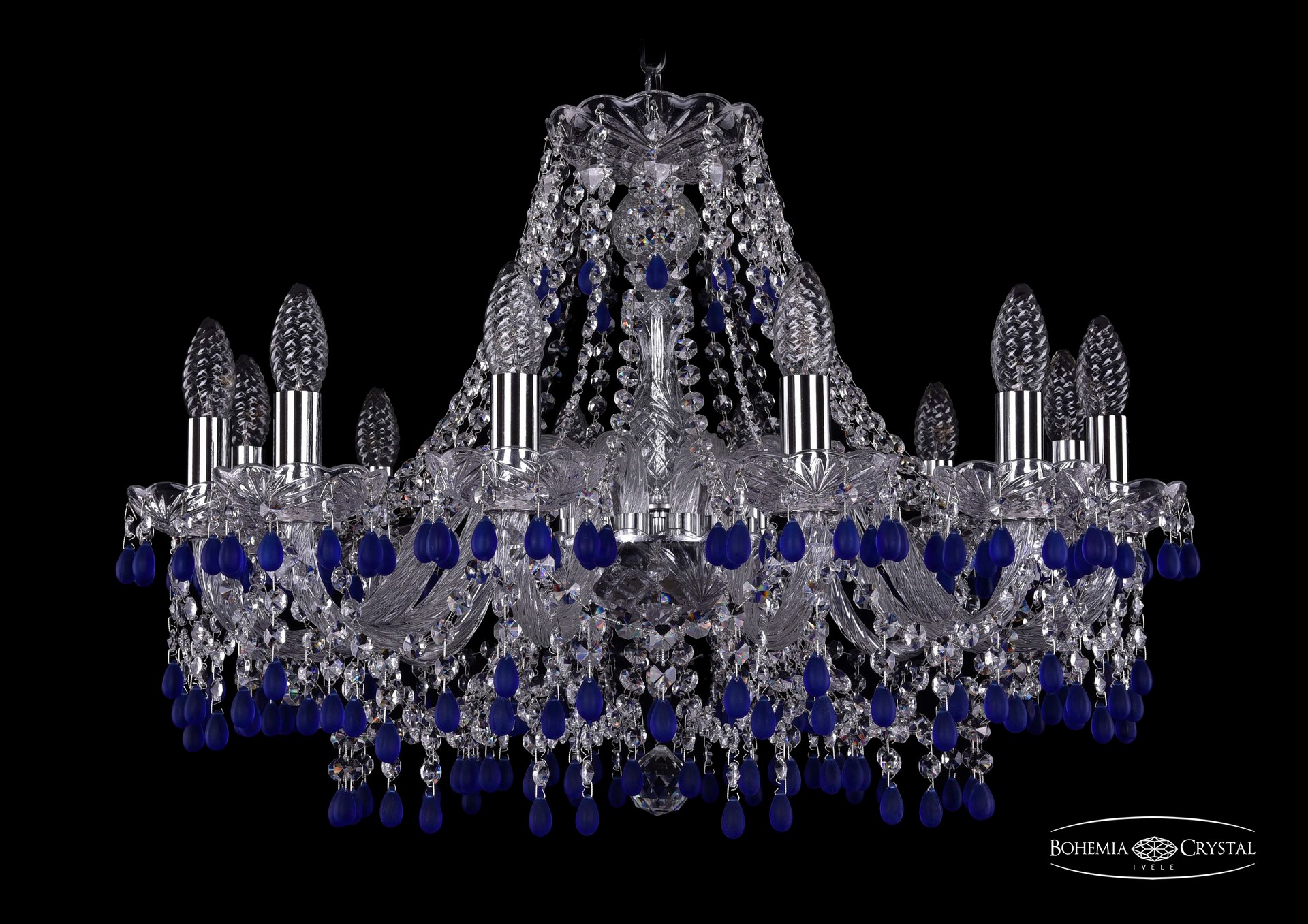 Подвесная хрустальная люстра 1410 Bohemia 1410/12/240 Ni V3001