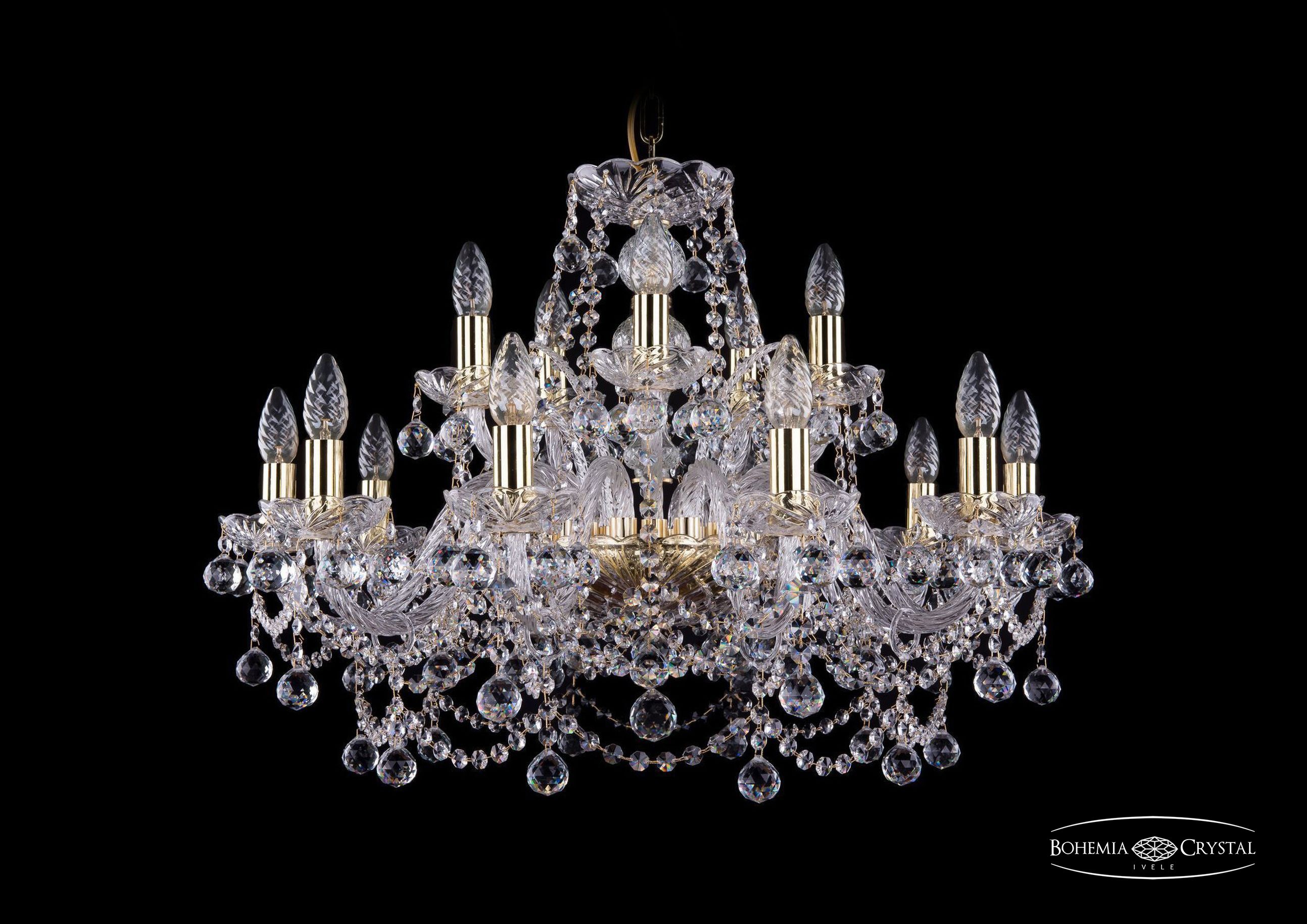 Подвесная хрустальная люстра 1411 Bohemia 1411/10+5/240 G Balls
