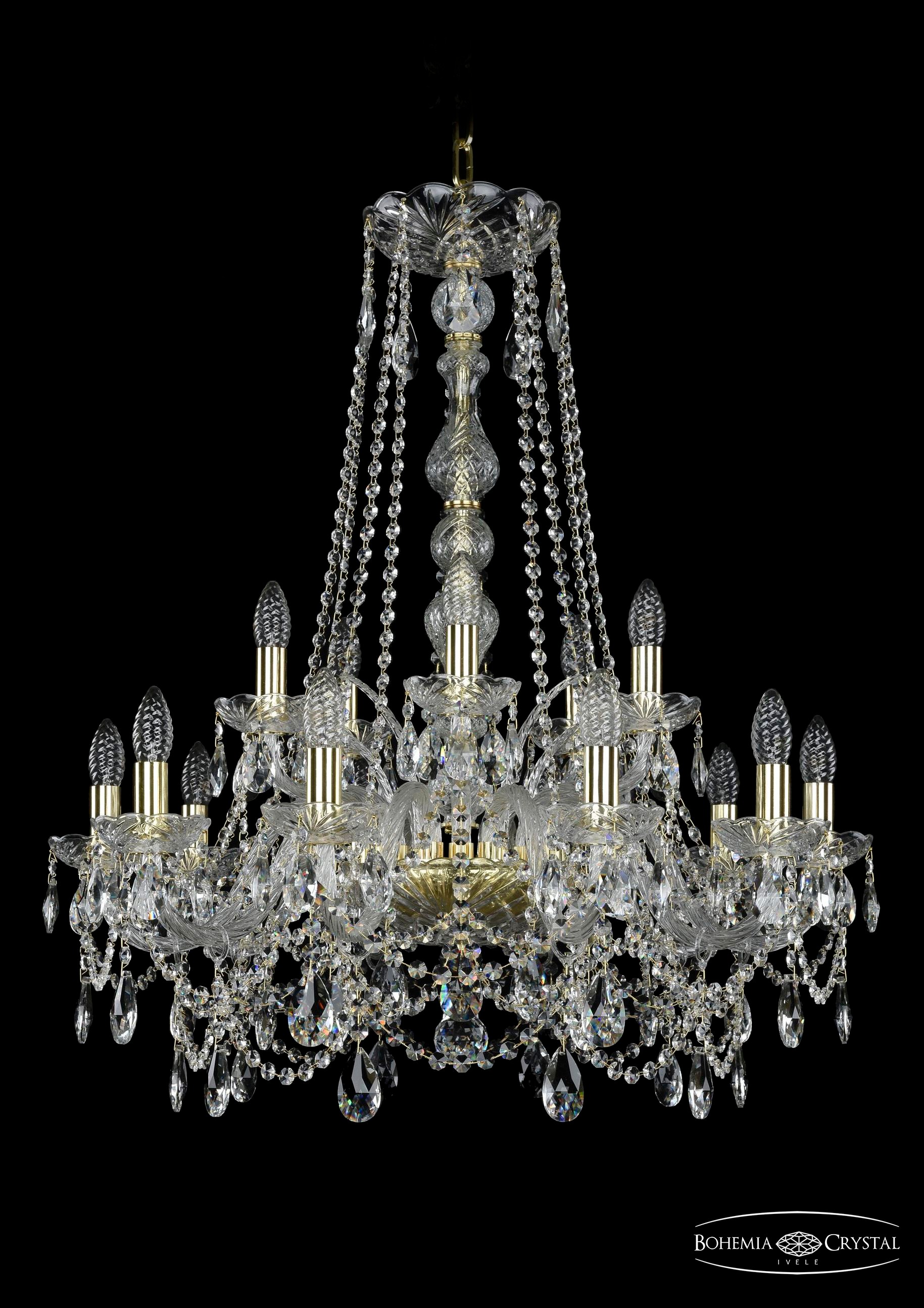Подвесная хрустальная люстра 1411 Bohemia 1411/10+5/240/h-84 G