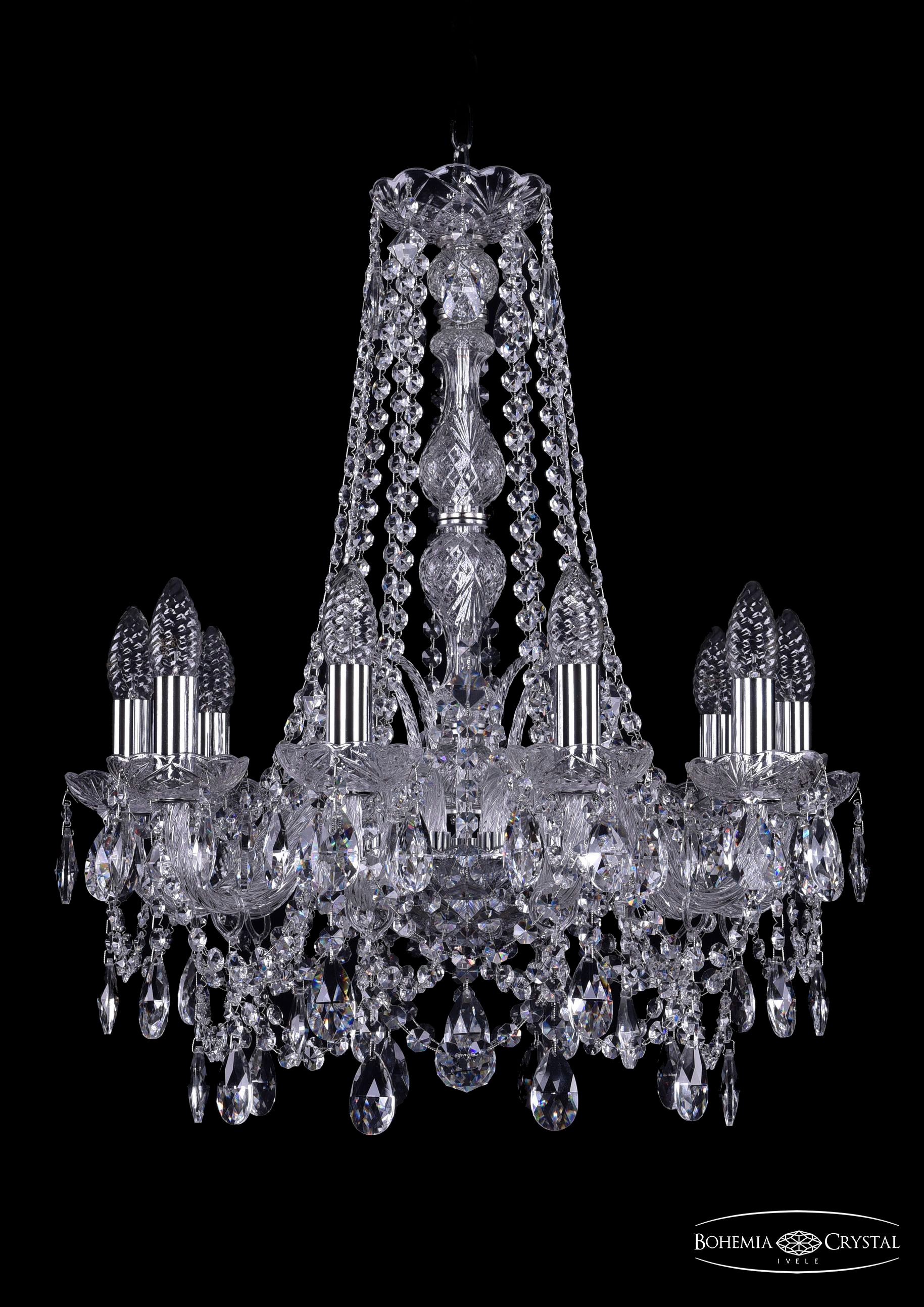 Подвесная хрустальная люстра 1411 Bohemia 1411/10/160/h-64 Ni