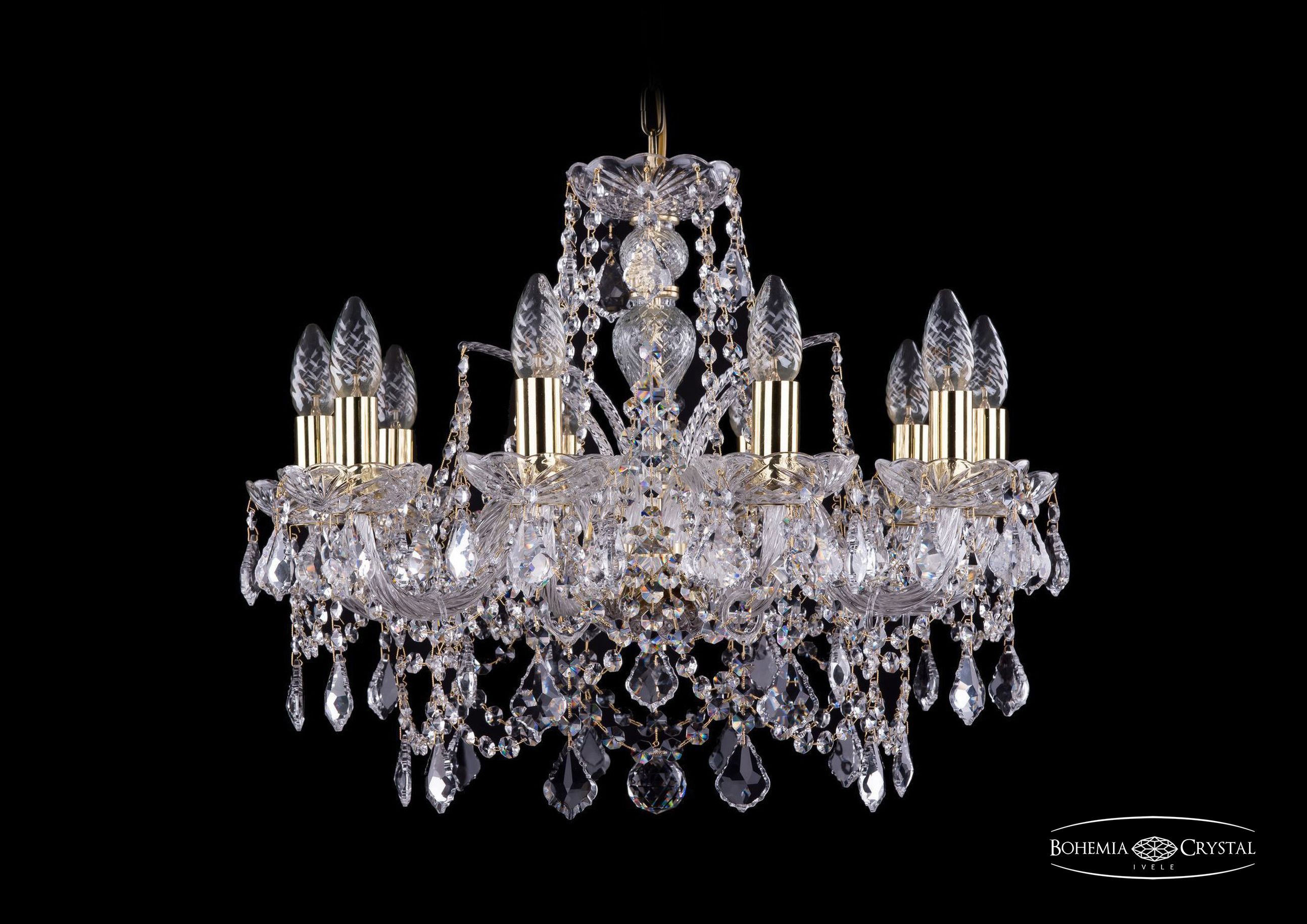 Подвесная хрустальная люстра 1411 Bohemia 1411/10/195 G Leafs