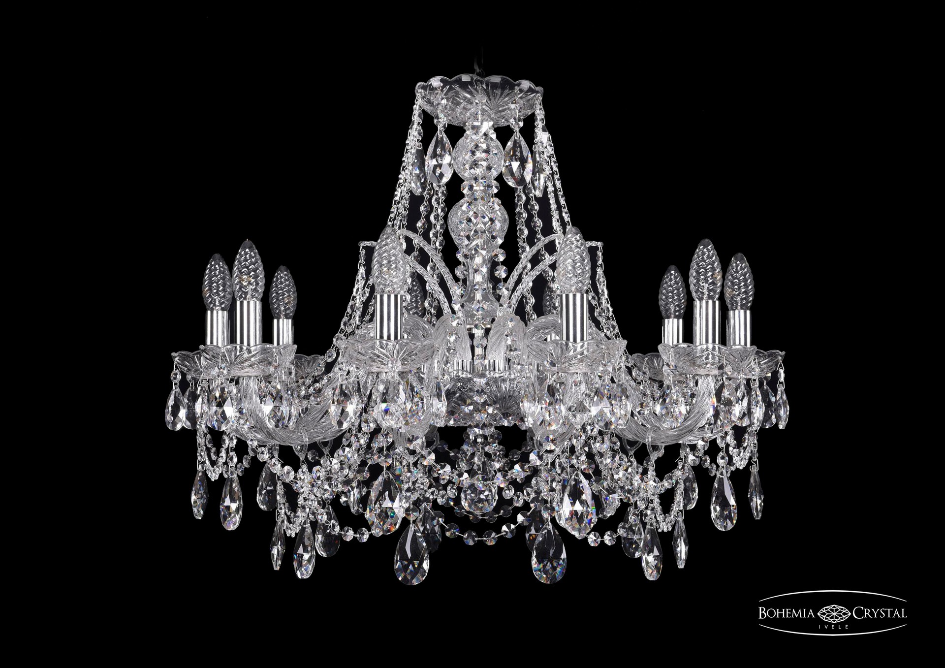 Подвесная хрустальная люстра 1411 Bohemia 1411/10/240 Ni