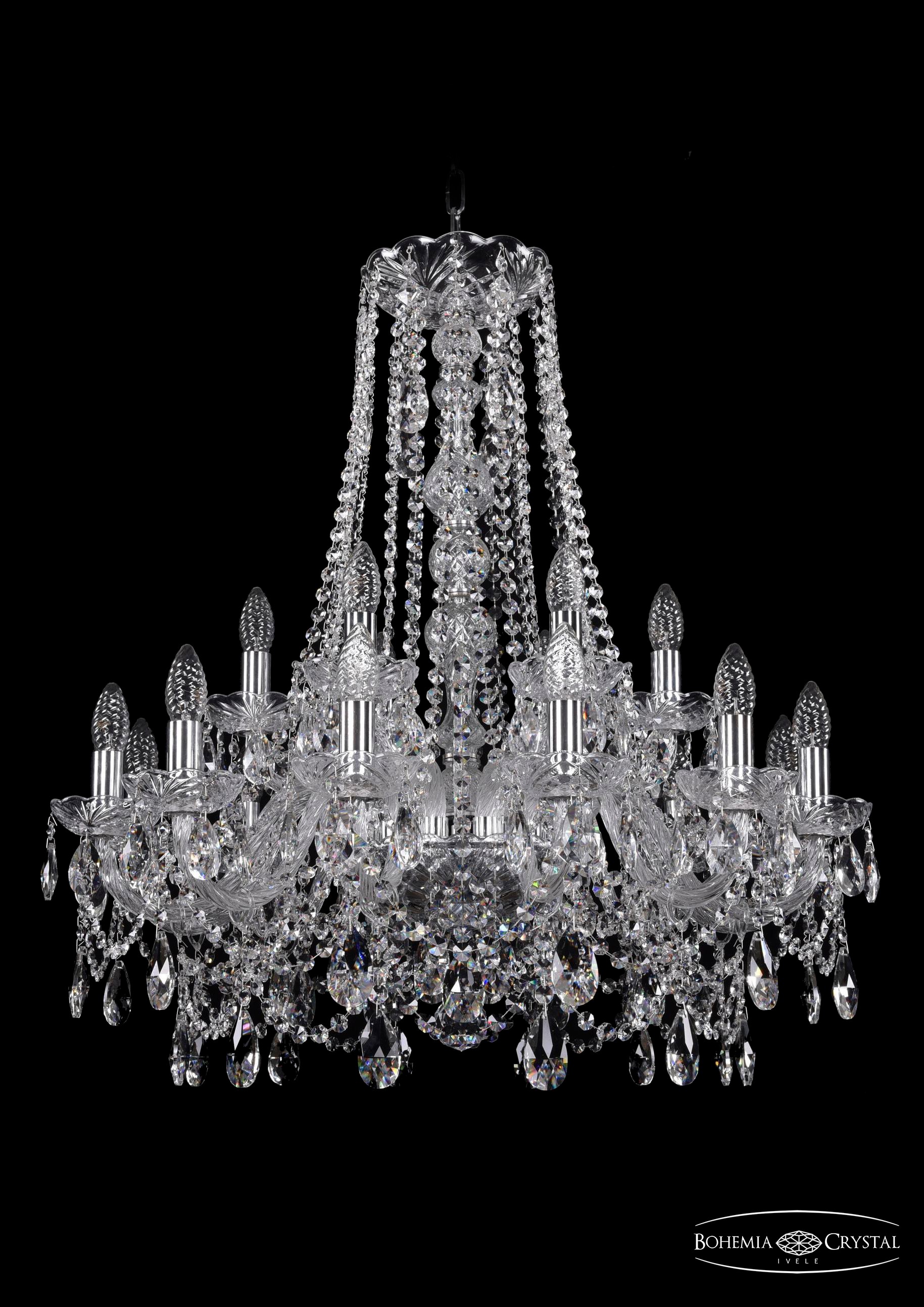 Подвесная хрустальная люстра 1411 Bohemia 1411/12+6/240/h-80 Ni