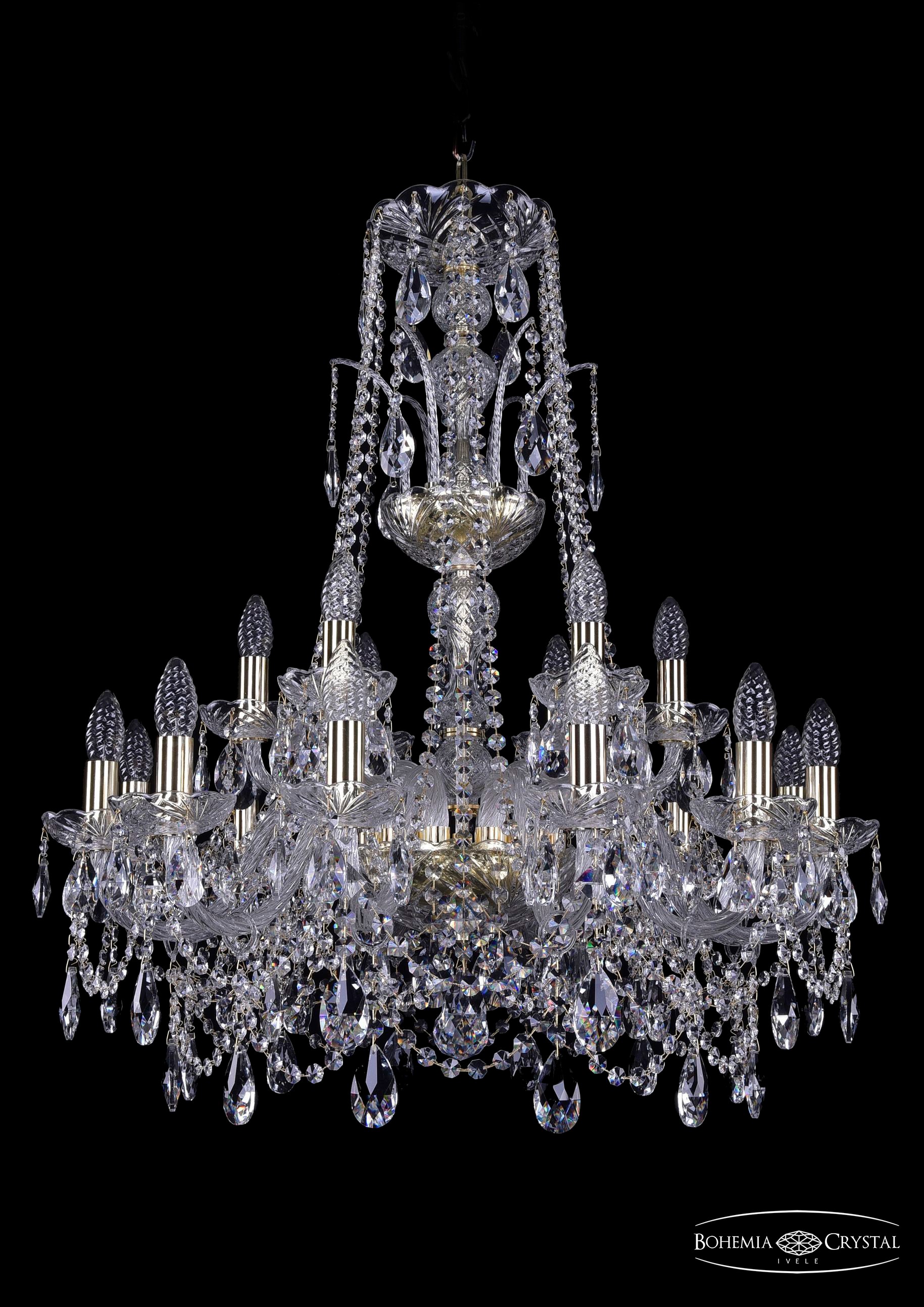 Подвесная хрустальная люстра 1411 Bohemia 1411/12+6/240/XL-83 G