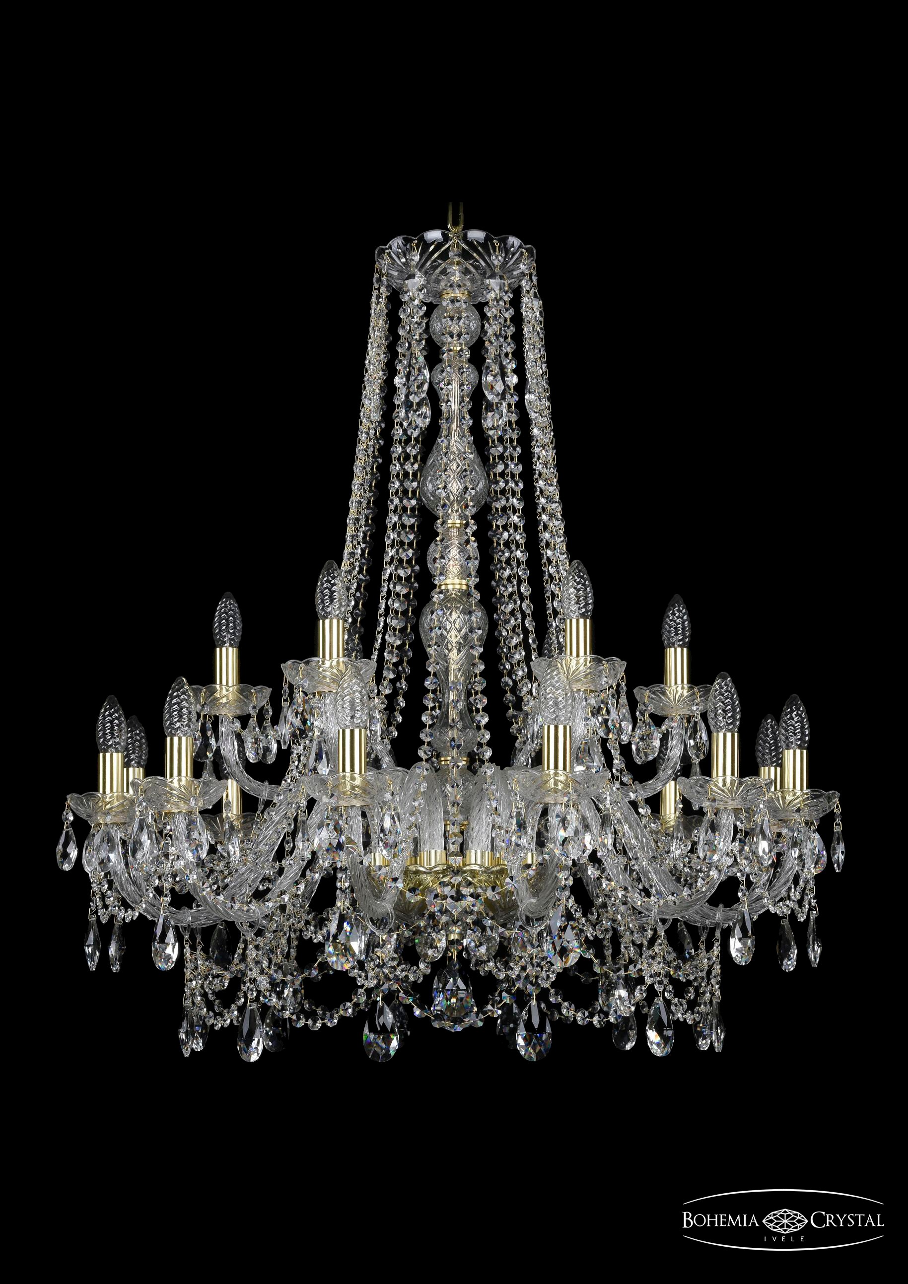 Подвесная хрустальная люстра 1411 Bohemia 1411/12+6/300/h-94 G