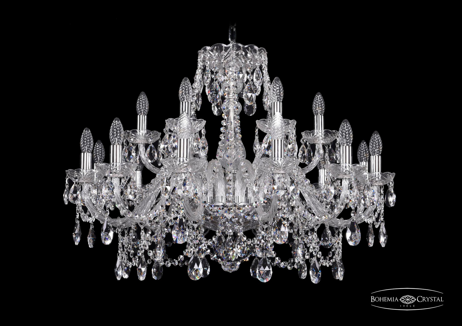 Подвесная хрустальная люстра 1411 Bohemia 1411/12+6/300 Ni