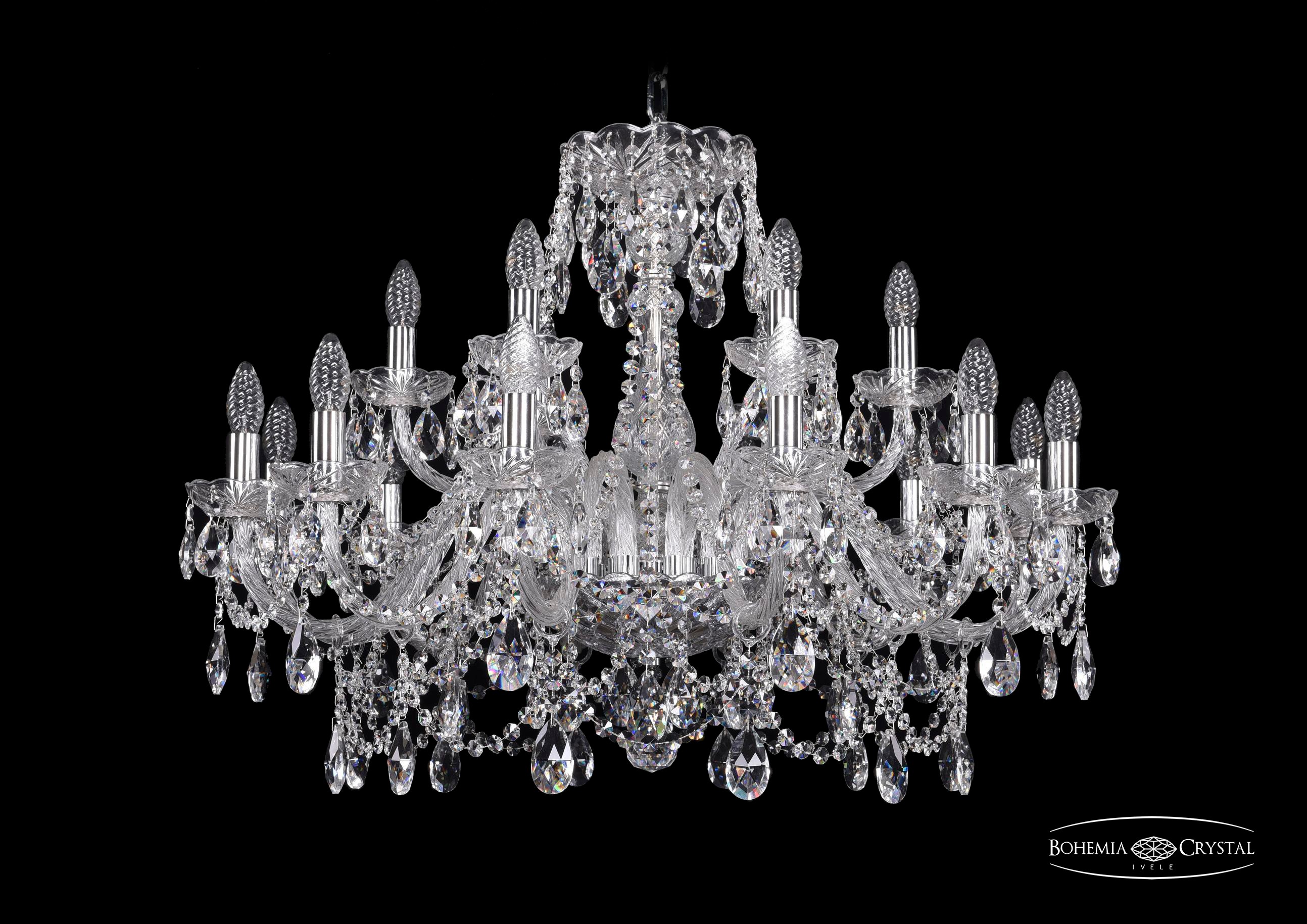 Подвесная хрустальная люстра 1411 Bohemia 1411/12+6/300 Ni