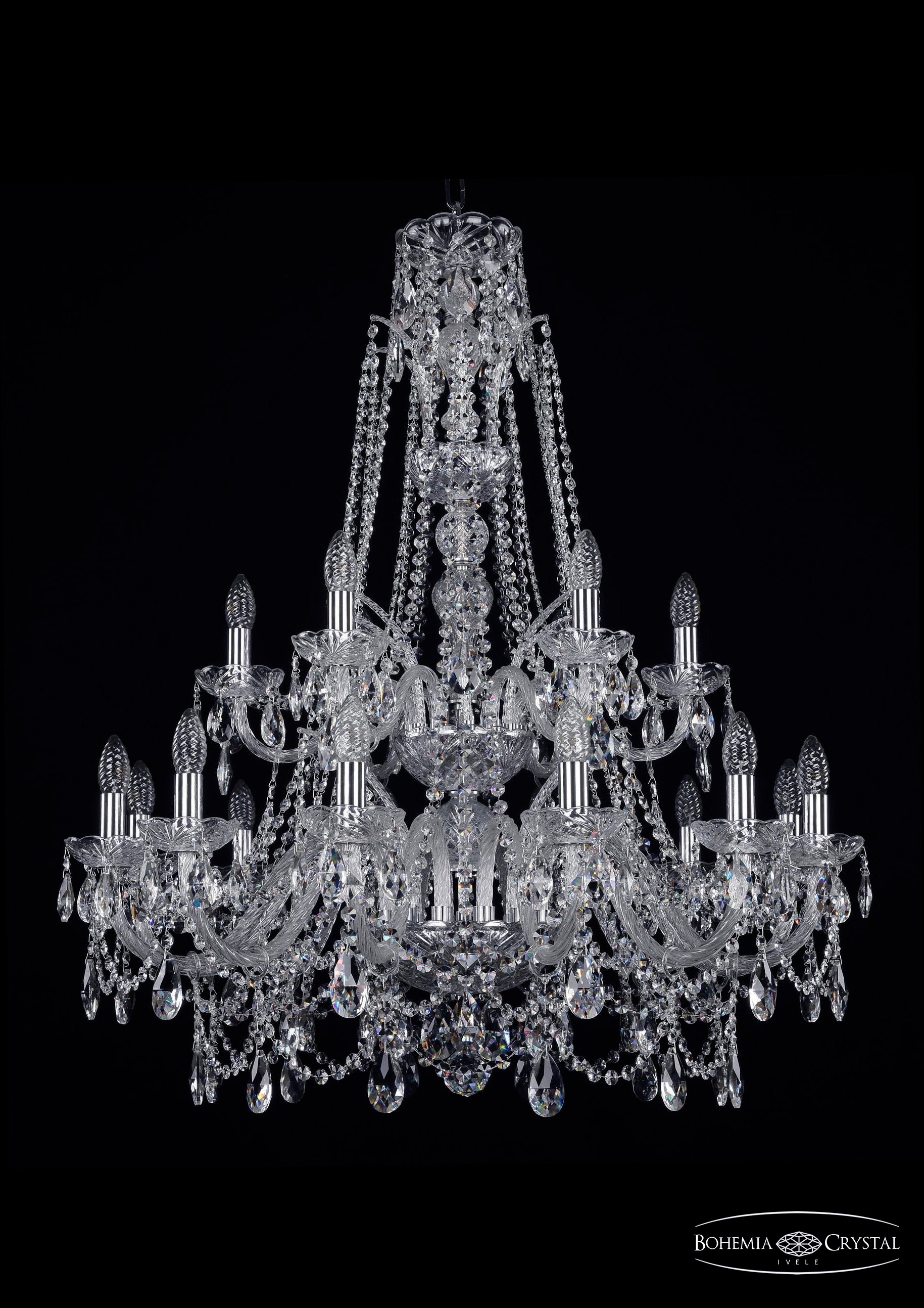 Подвесная хрустальная люстра 1411 Bohemia 1411/12+6/300/XL-99/2d Ni