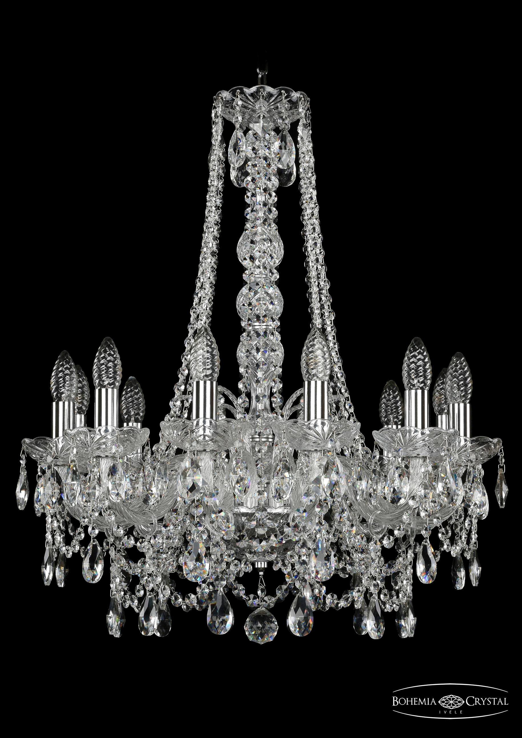 Подвесная хрустальная люстра 1411 Bohemia 1411/12/195/h-70 Ni