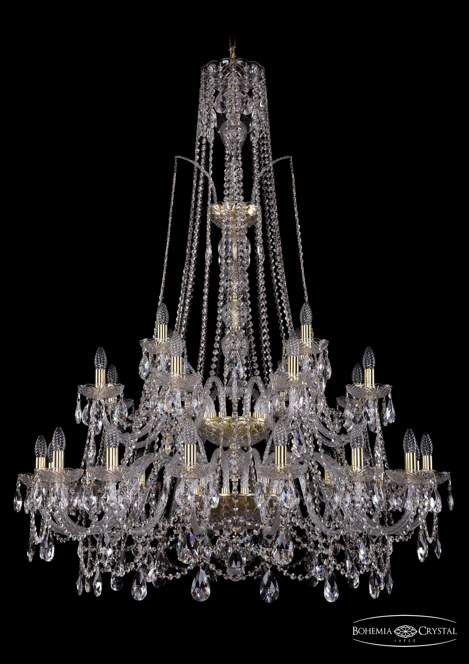 Подвесная хрустальная люстра 1411 Bohemia 1411/16+8+4/400/XL-150/2d G