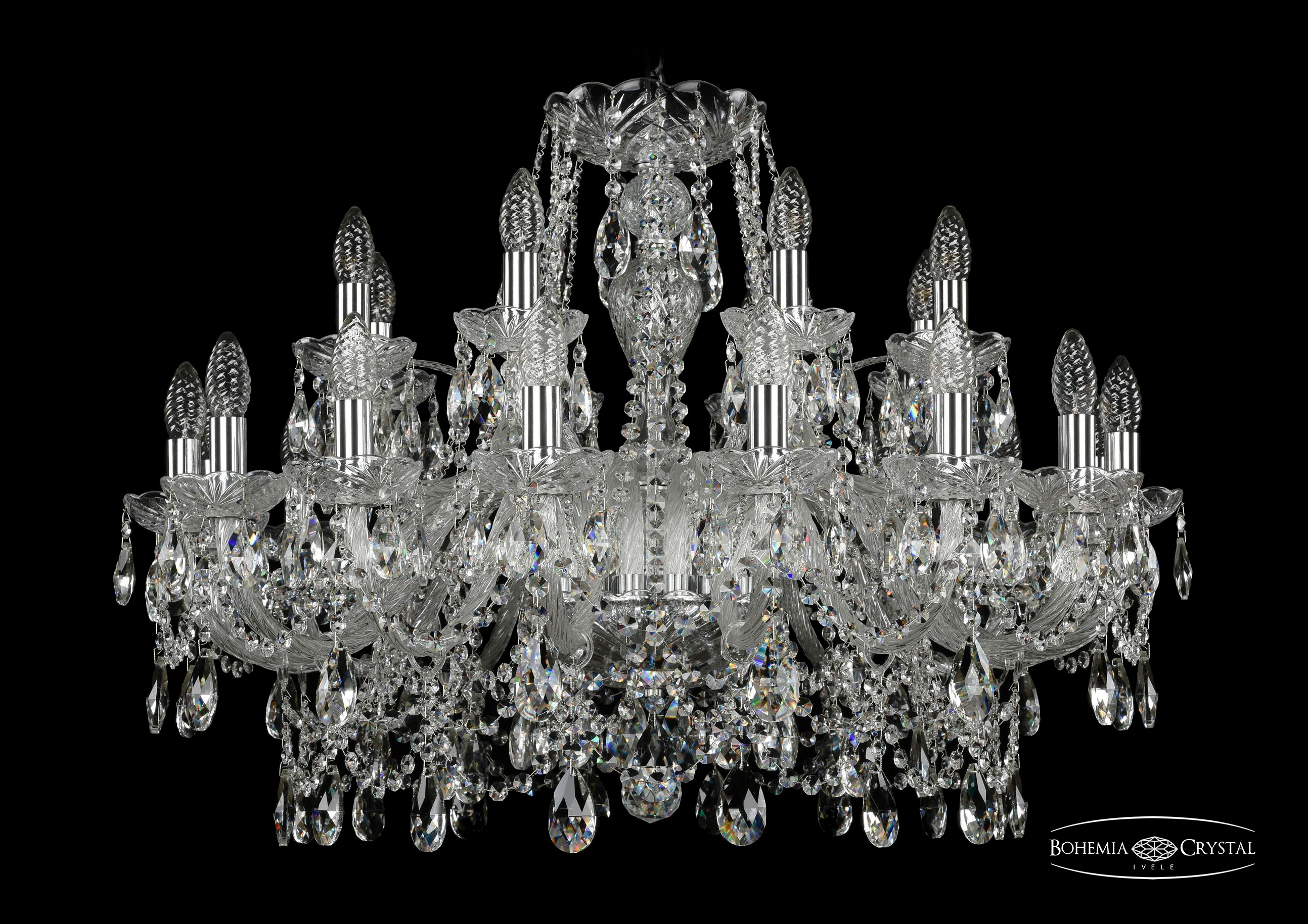 Подвесная хрустальная люстра 1411 Bohemia 1411/16+8/300 Ni