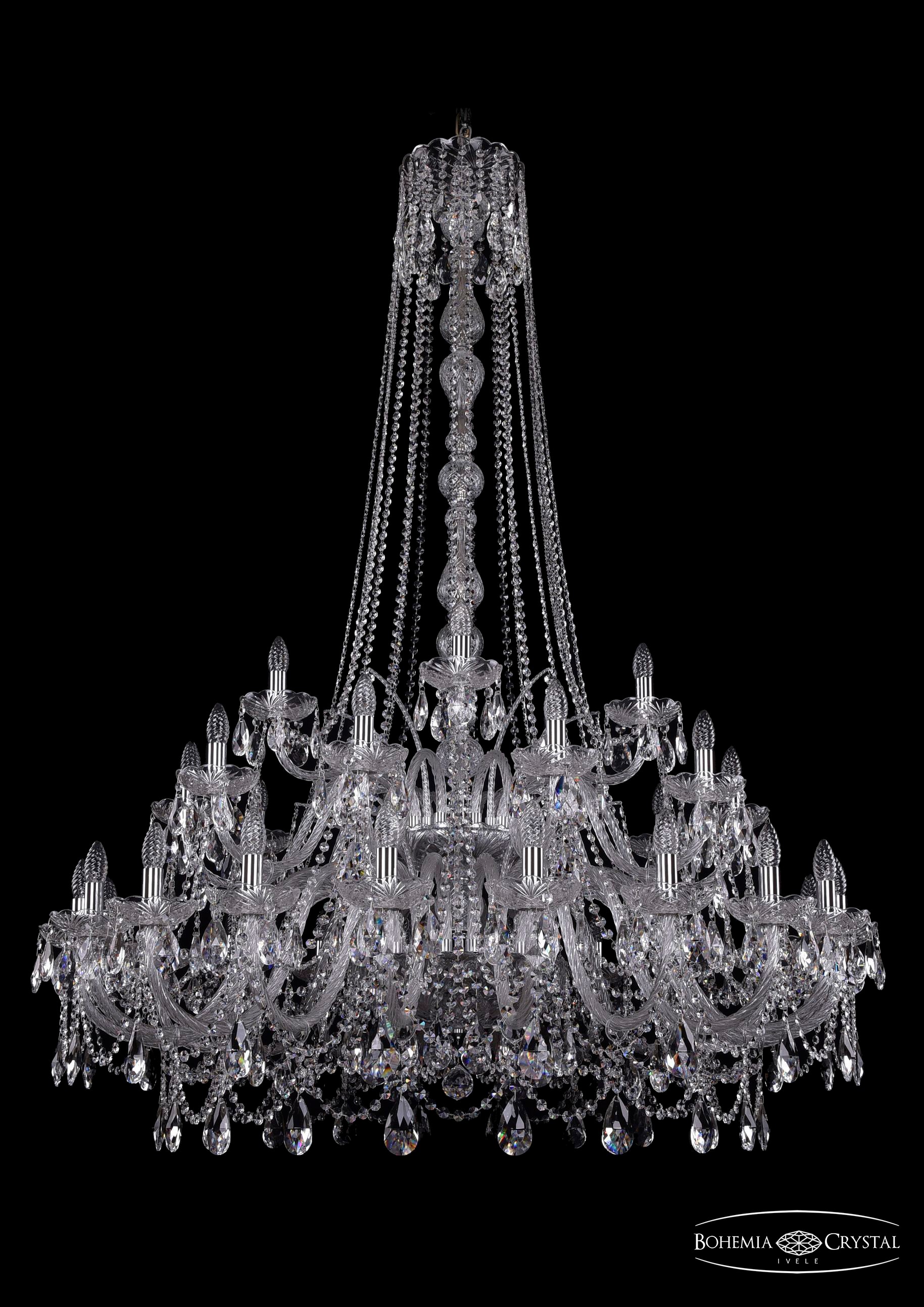 Подвесная хрустальная люстра 1411 Bohemia 1411/20+10+5/460/h-175/2d Ni