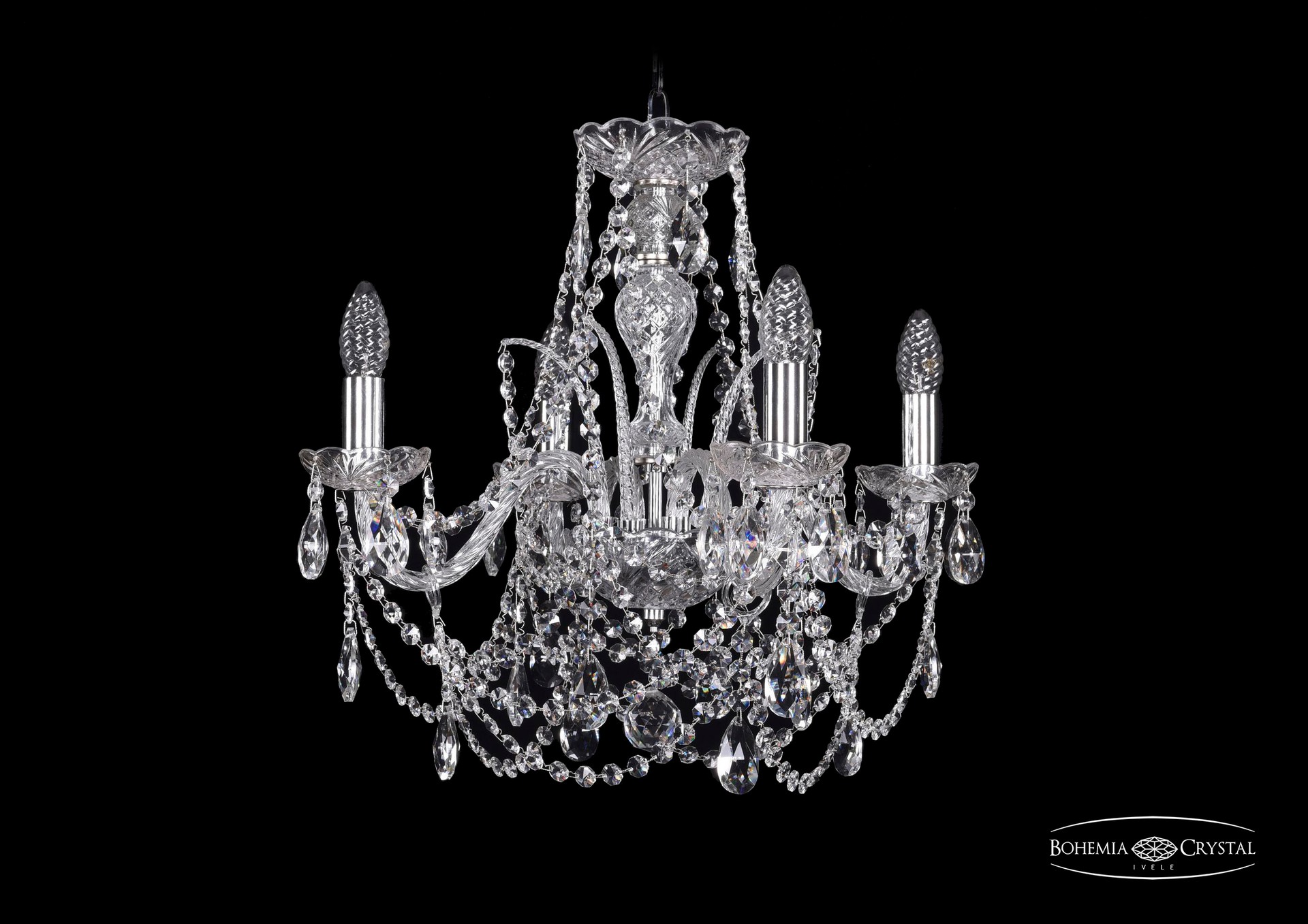 Подвесная хрустальная люстра 1411 Bohemia 1411/4/160 Ni