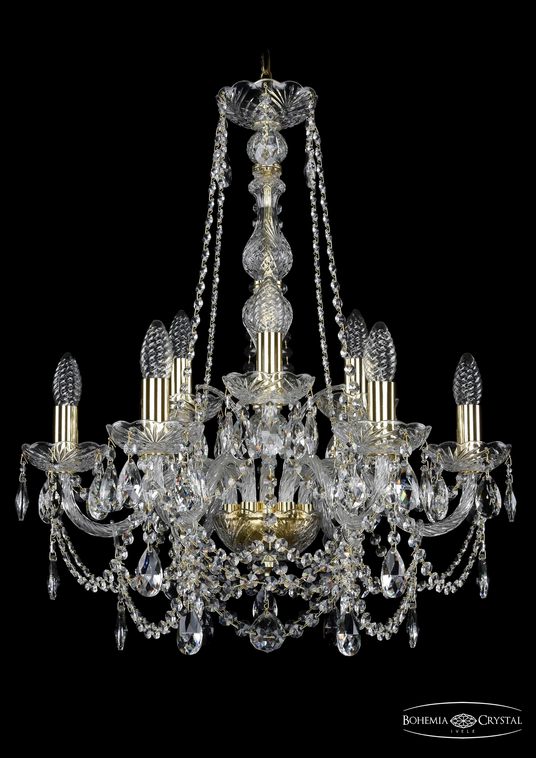 Подвесная хрустальная люстра 1411 Bohemia 1411/6+3/195/h-66 G