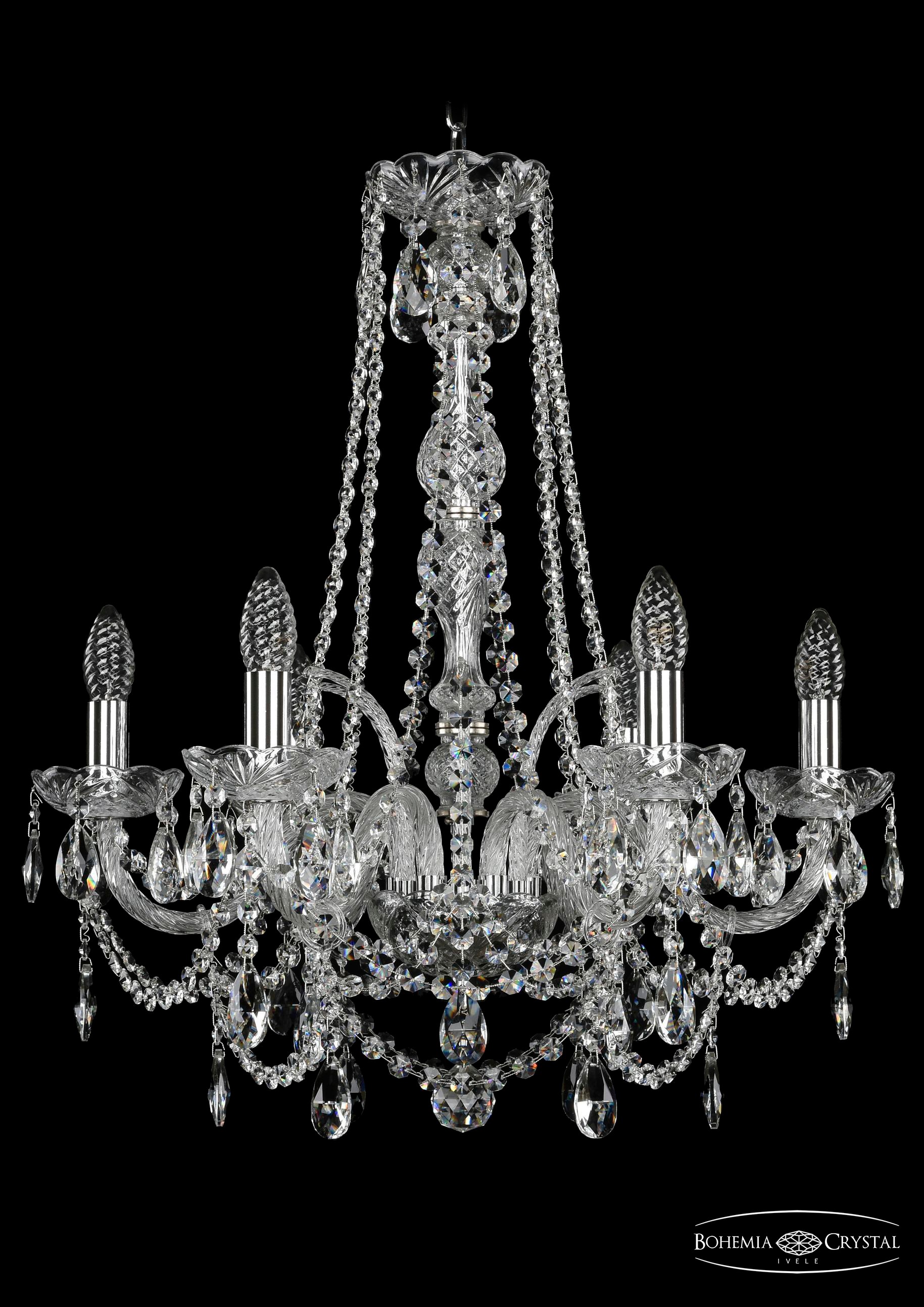 Подвесная хрустальная люстра 1411 Bohemia 1411/6/195/h-62 Ni