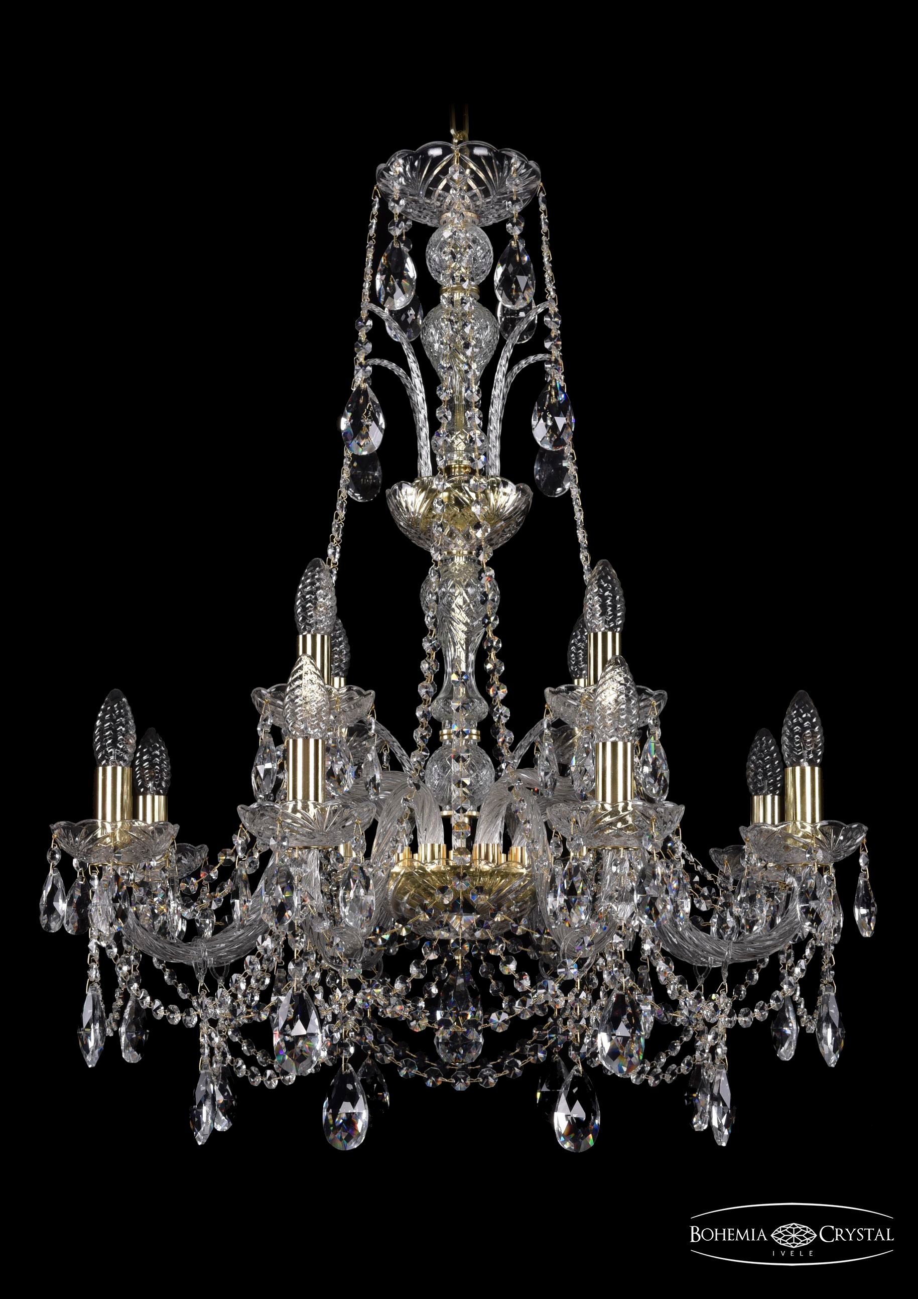 Подвесная хрустальная люстра 1411 Bohemia 1411/8+4/240/XL-83 G