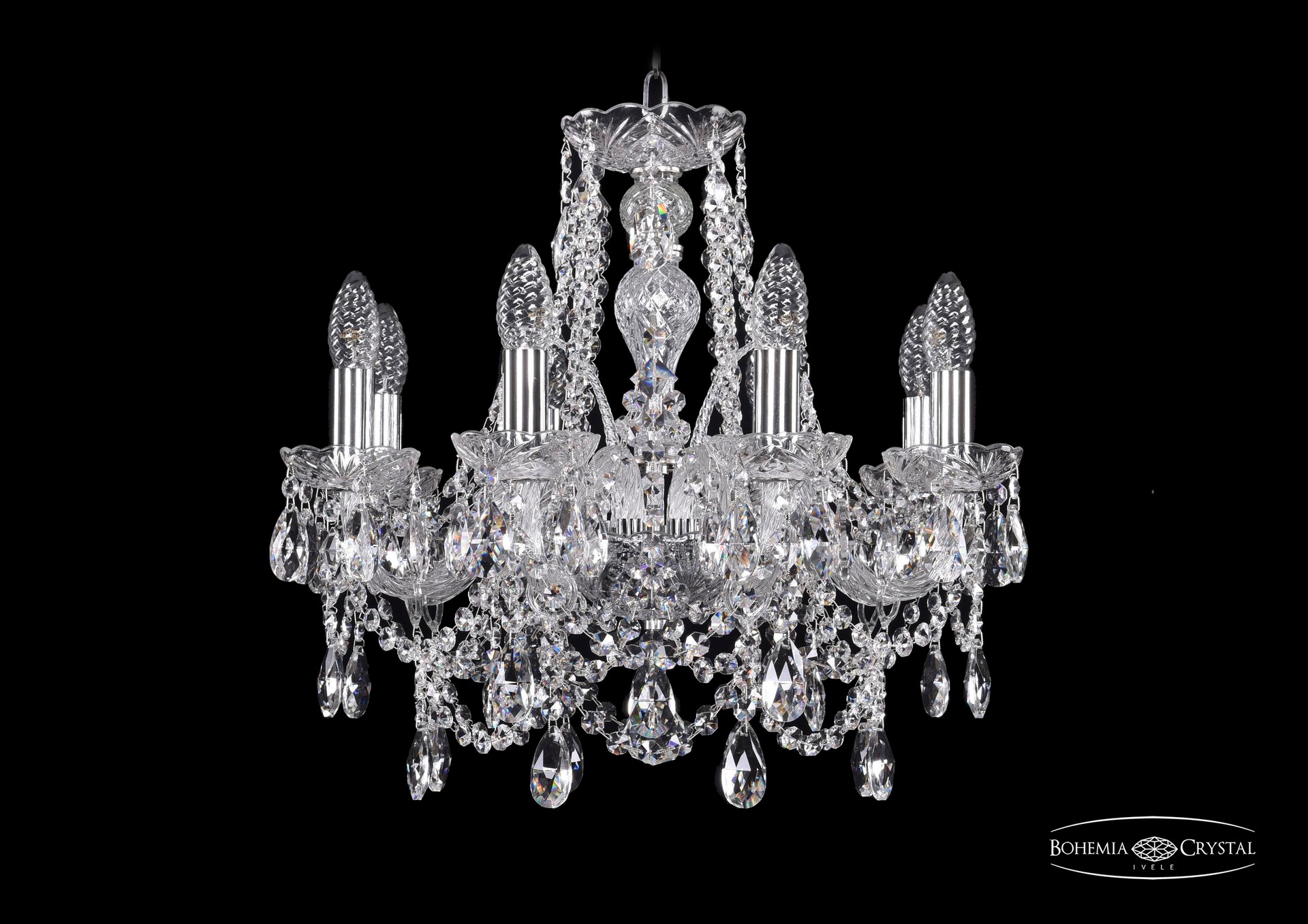 Подвесная хрустальная люстра 1411 Bohemia 1411/8/160 Ni