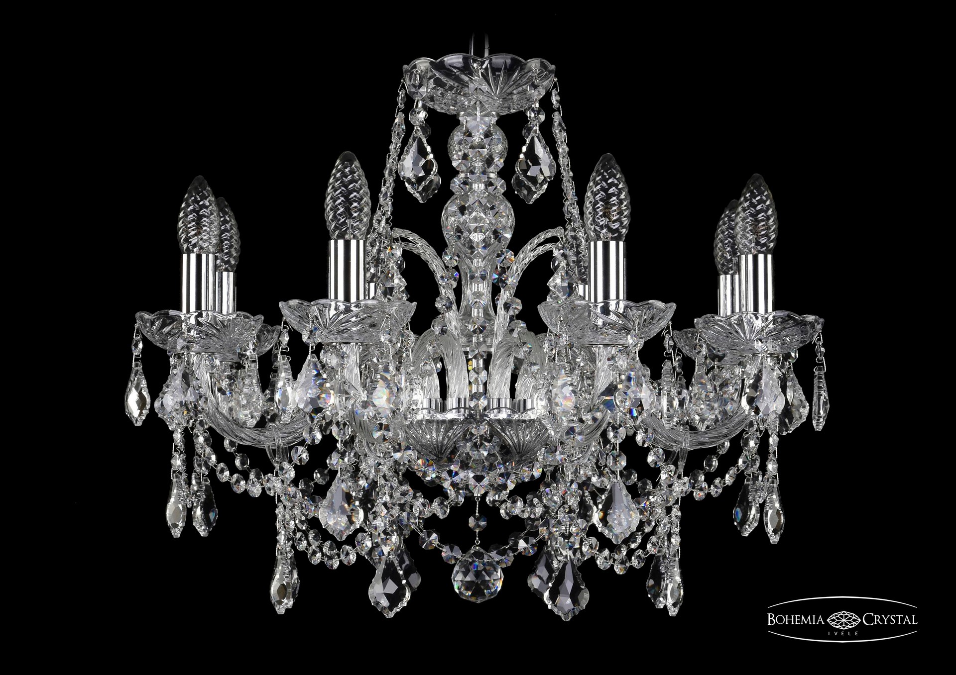 Подвесная хрустальная люстра 1411 Bohemia 1411/8/195 Ni Leafs