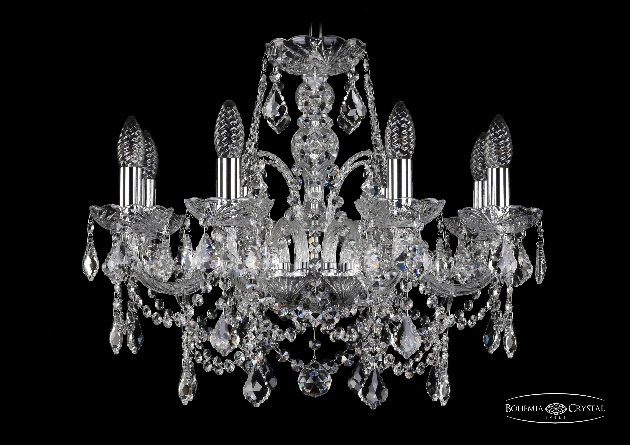 Подвесная хрустальная люстра 1411 Bohemia 1411/8/195 Ni Leafs