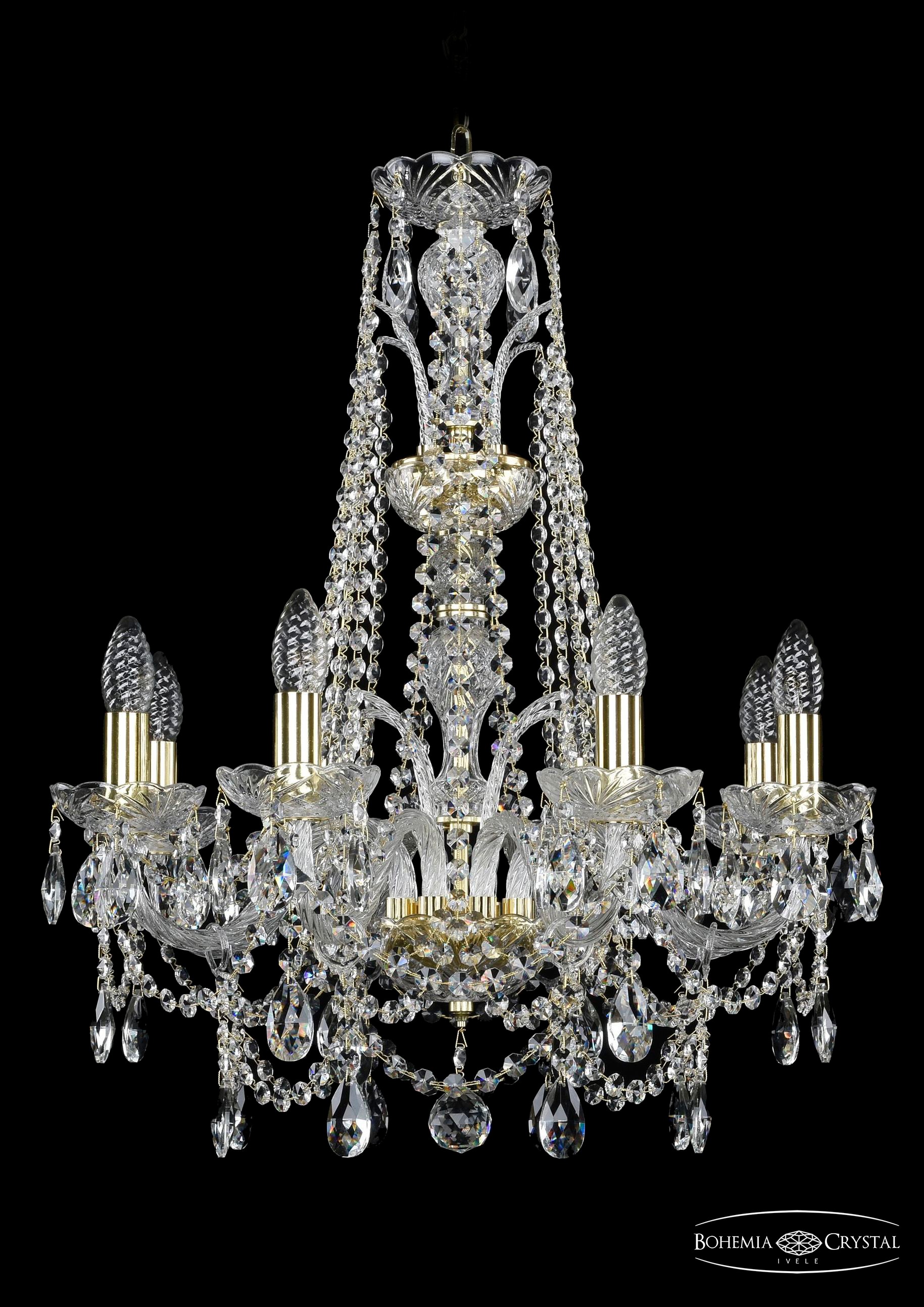 Подвесная хрустальная люстра 1411 Bohemia 1411/8/195/XL-65 G
