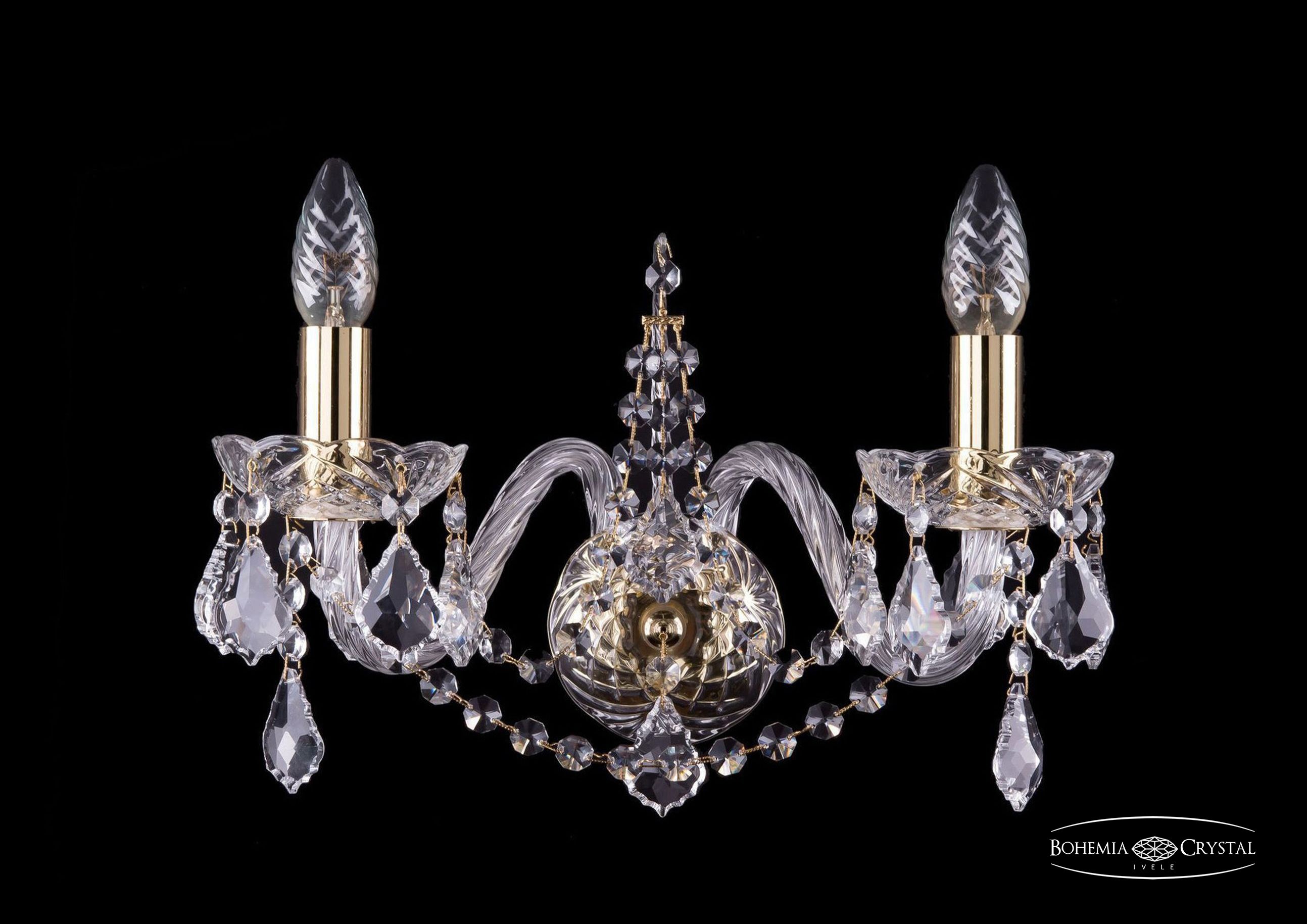 Настенное бра Bohemia 1411 1411B/2/160/G/Leafs